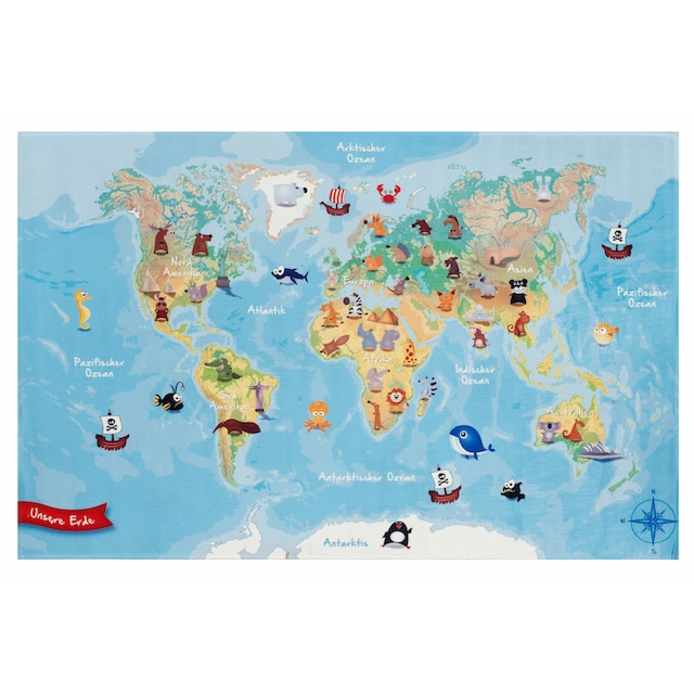 Böing Carpet Kinderteppich »Lovely Kids 413«, rechteckig, Motiv Weltkarte  kaufen