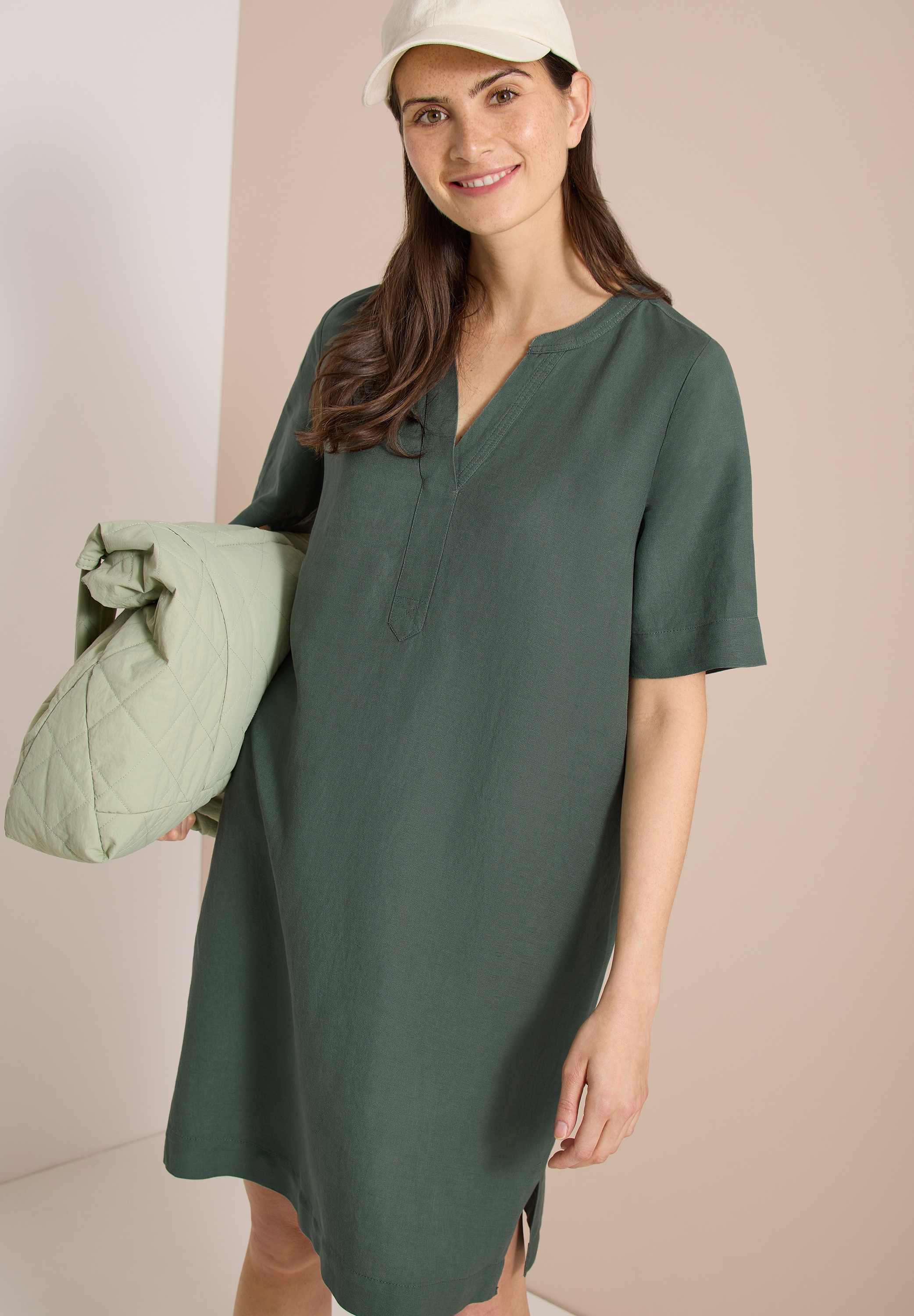 Cecil Midikleid Ohne Taschen Sommerkleid aus Leinenmix