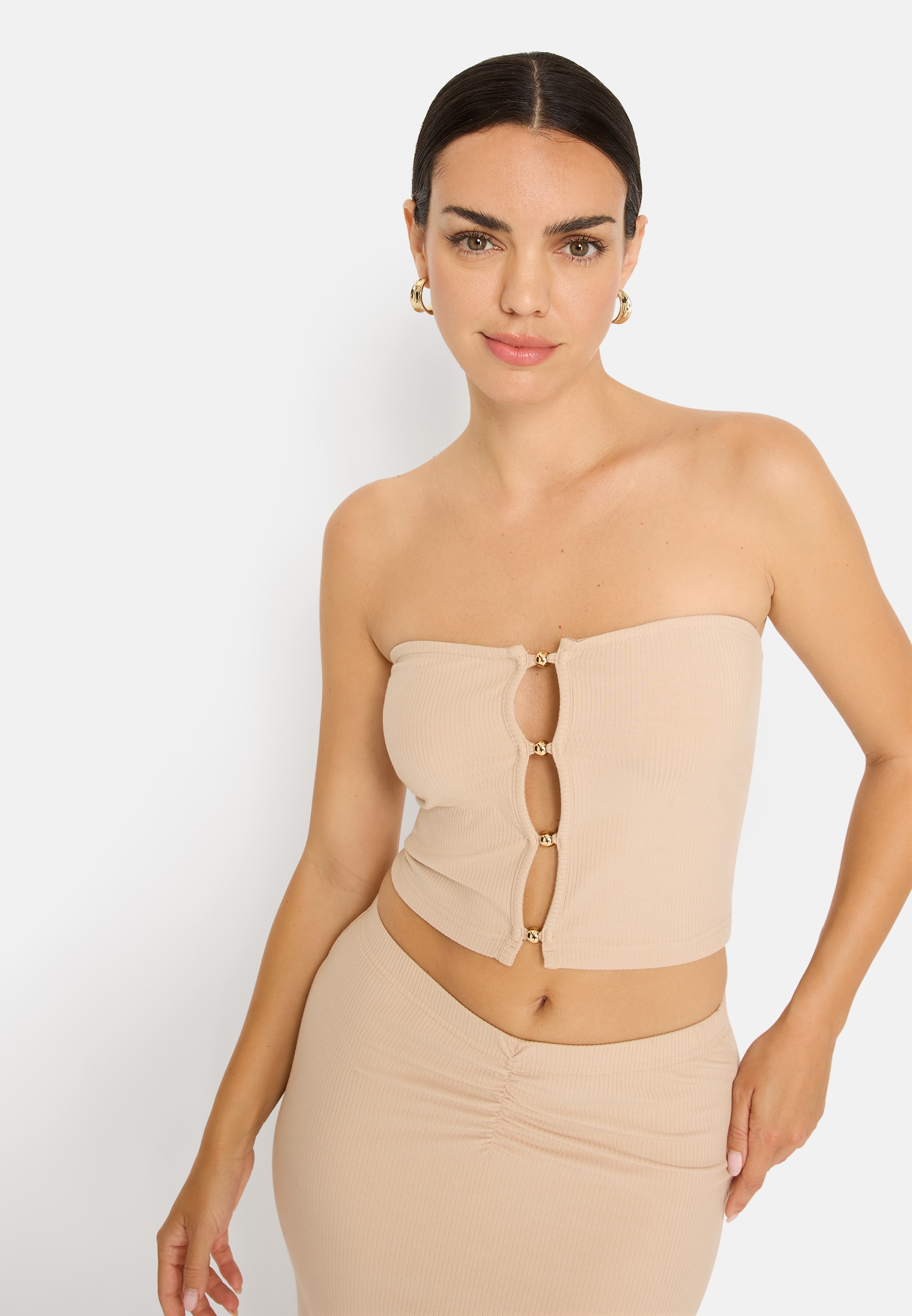 LSCN by LASCANA Top en bandeau En maille côtelée douce, crop top