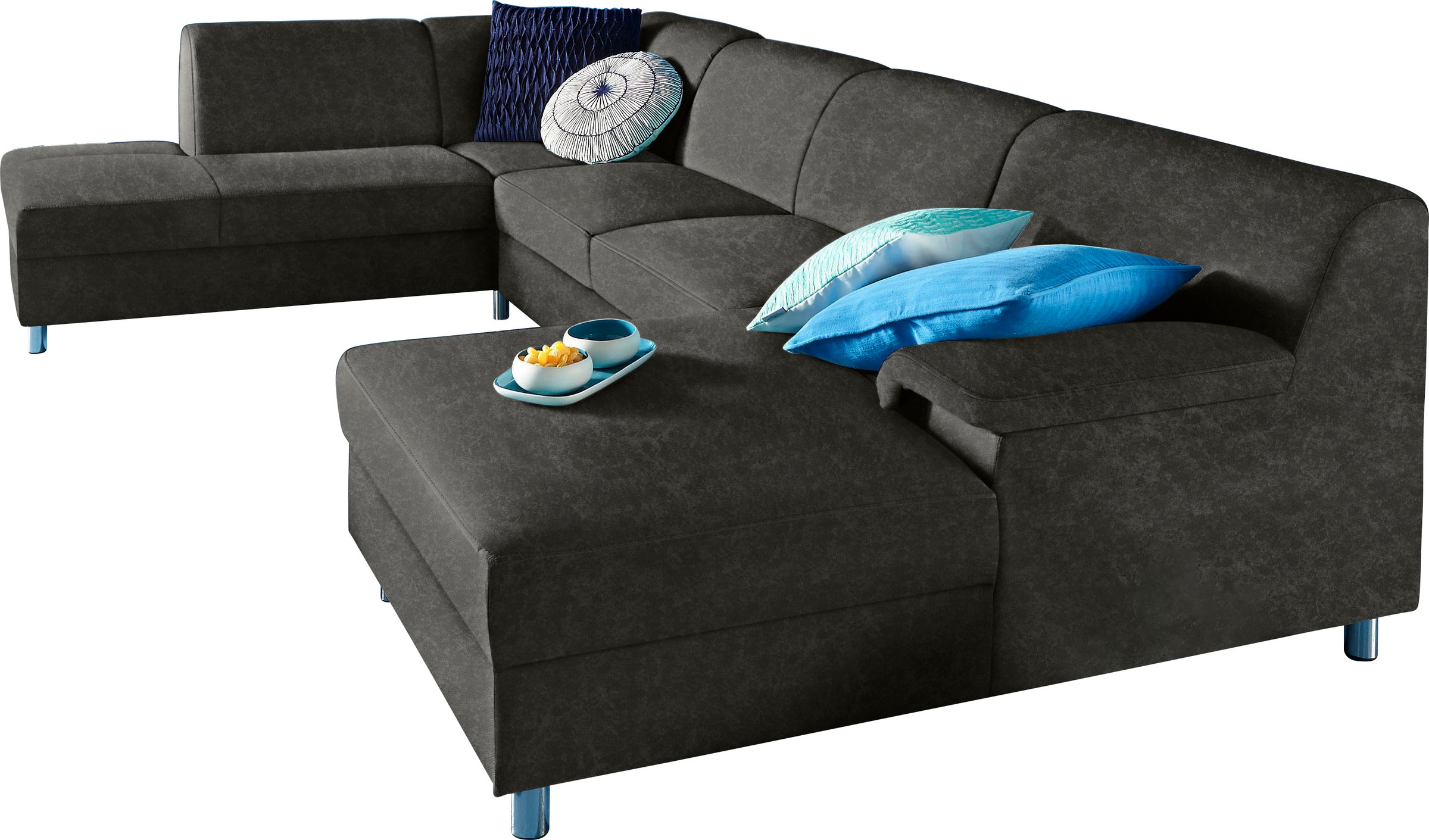 Home affaire Wohnlandschaft »Jamie, zeitloses Design, fester Sitzkomfort, viel Platz, U-Form« wahlweise mit Bettfunktion