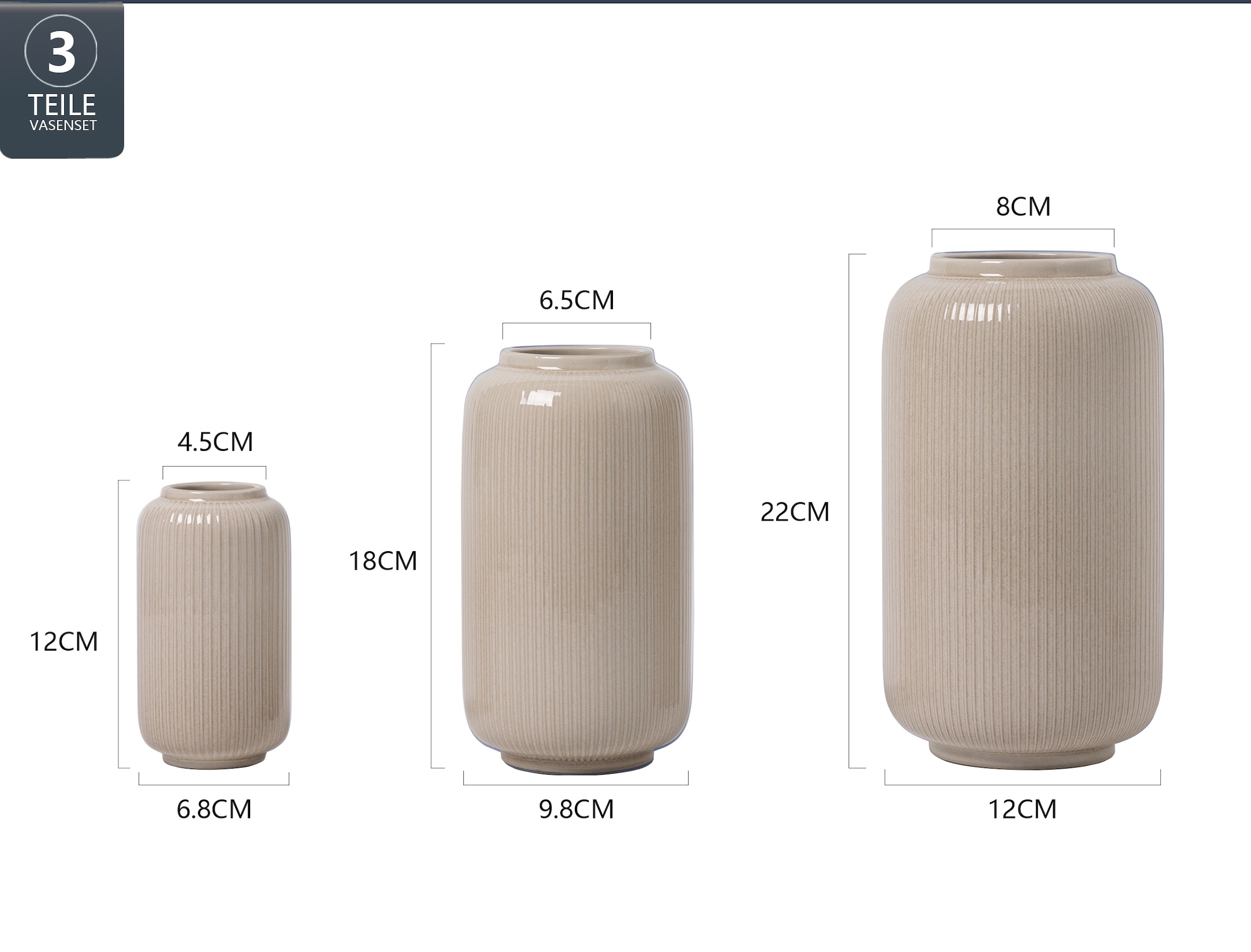 GOODproduct Tischvase »Ylvii, innen vollständig glasiert und wasserundurchlässig« Vasen aus Keramik, uni matt oder mit glänzender, Effektglasur
