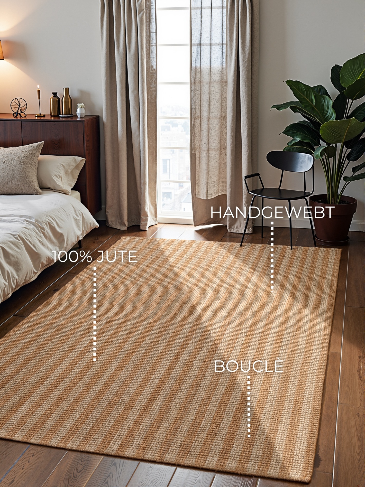 ELLE DECORATION Tapis »Juteteppich Amber« Rectangulaire 10 mm Höhe Jute, Natur, Wohnzimmer, Esszimmer, Schlafzimmer, Flur, Modern, Boho