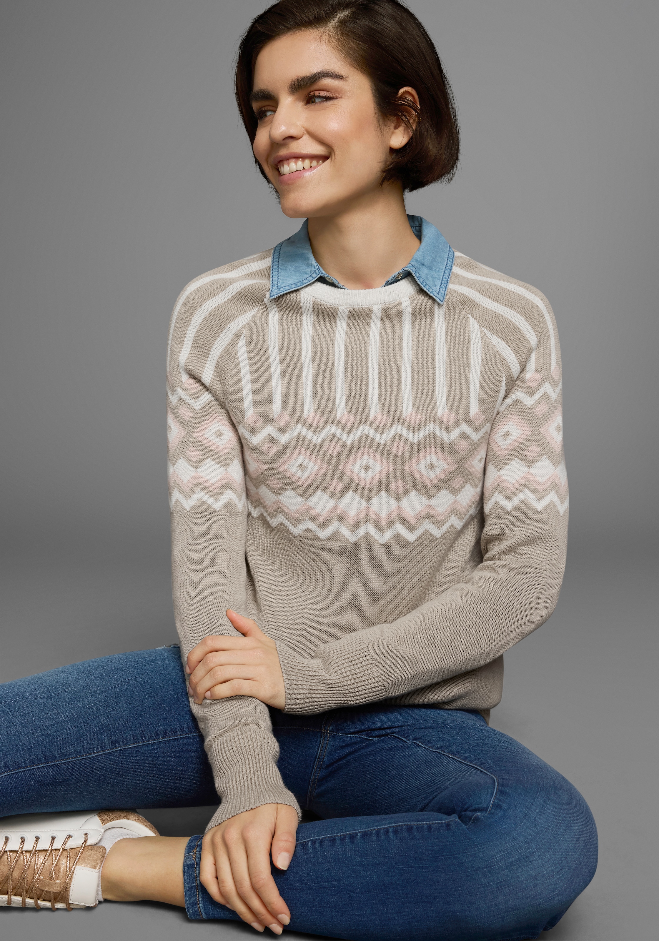 Image of AJC Jacquardpullover mit Norwegermuster in verschiedenen Farbvarianten