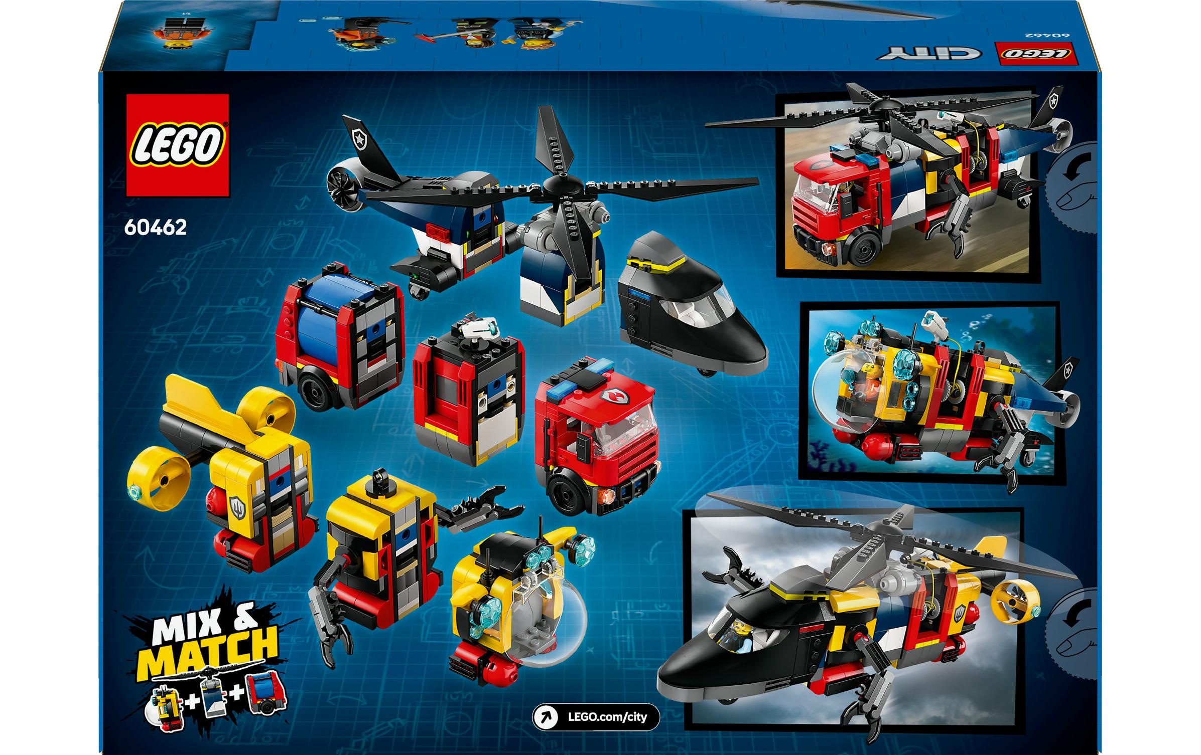 LEGO® Spielbausteine »City Hubschrauber Löschauto und U-Boot 60460«, (874 St.)