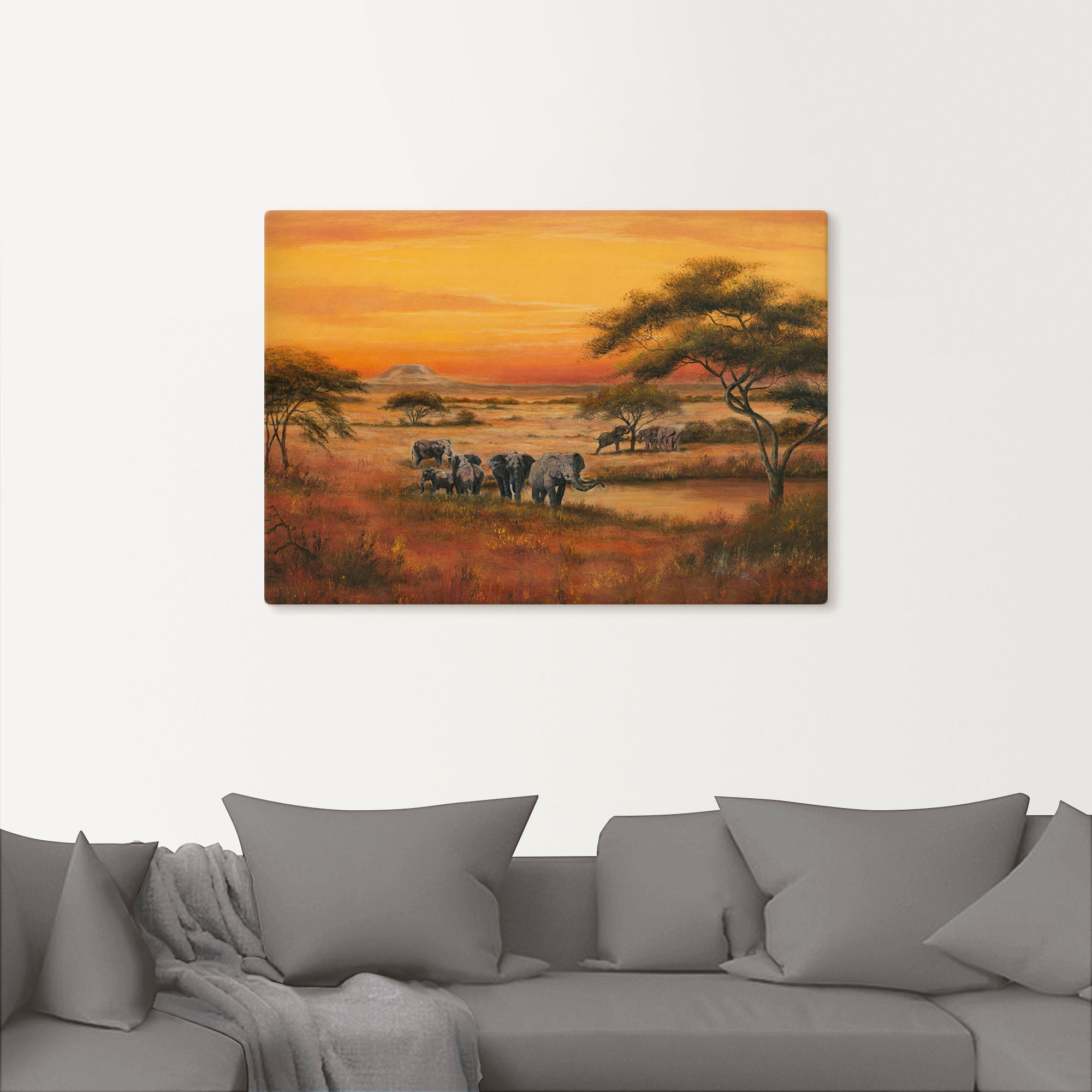 Artland Wandbild »Afrika Elefanten«, Afrika, (1 St.), als Alubild, Outdoorbild, Leinwandbild, Poster in verschied. Grössen
