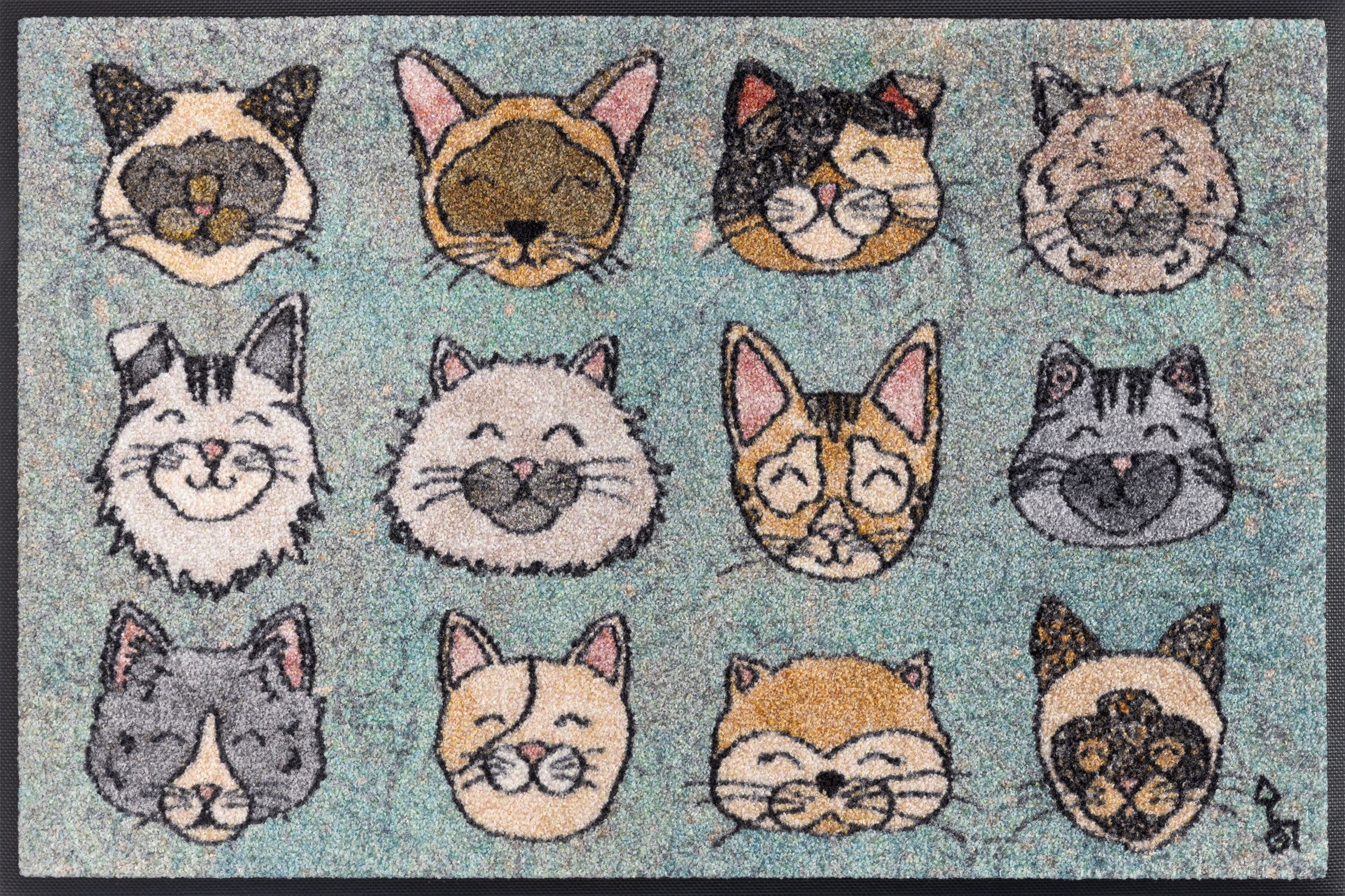 Image of wash+dry by Kleen-Tex Fussmatte "Glückskatzen" rechteckig 7 mm Höhe