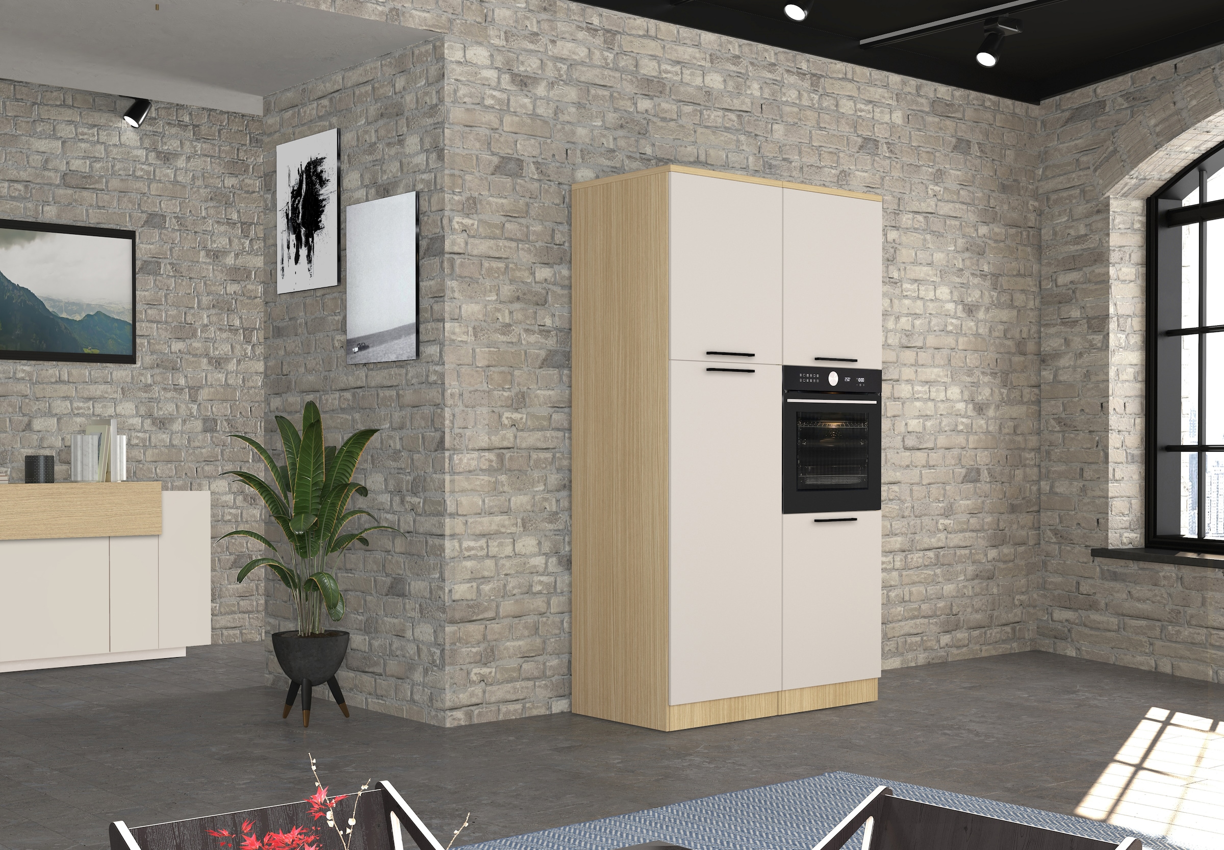 KOCHSTATION Armoire à provisions »Luna, Hochschrank, Küchenvorratsschrank, Speiseschrank, Made in Italy« B/T/H: 60×60×214,5 cm, mit 6 grosszügigen Fächern