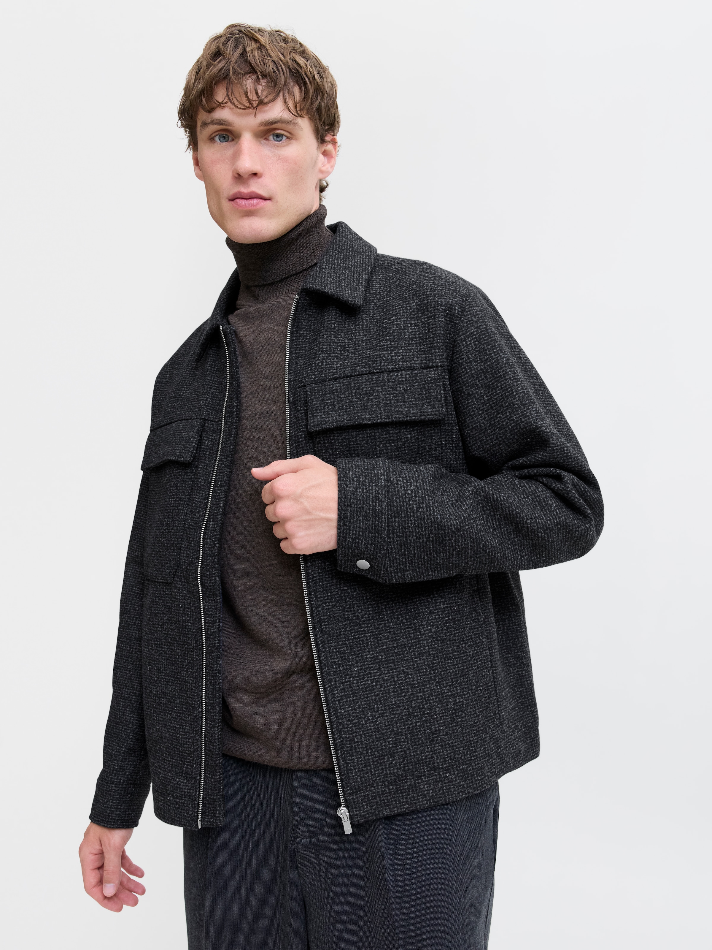 Jack & Jones Veste en laine »JPRCCRUSSEL WOOL BLEND JACKET SN« sans capuche