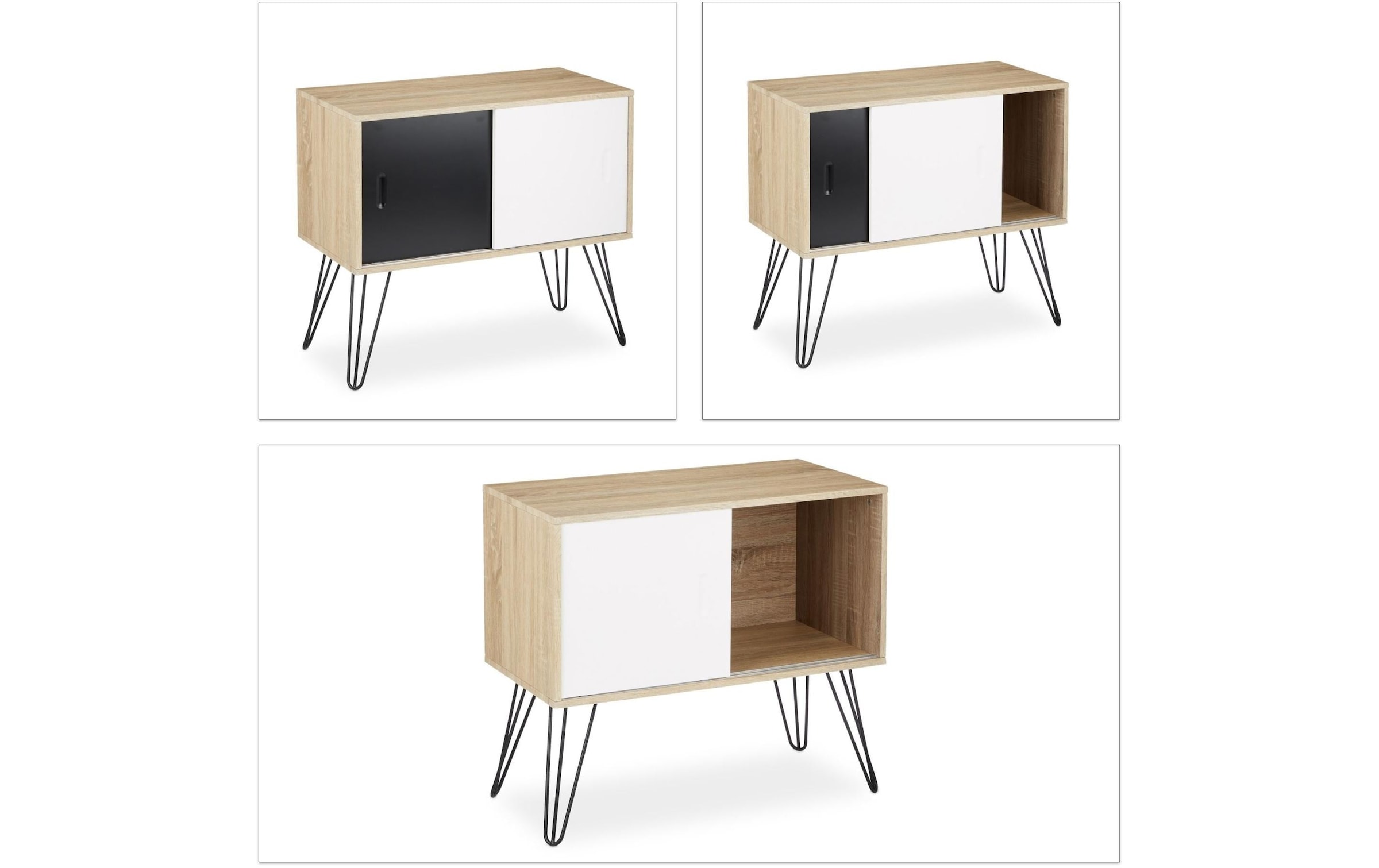 relaxdays Sideboard »Retro, 2 Schiebetüren«