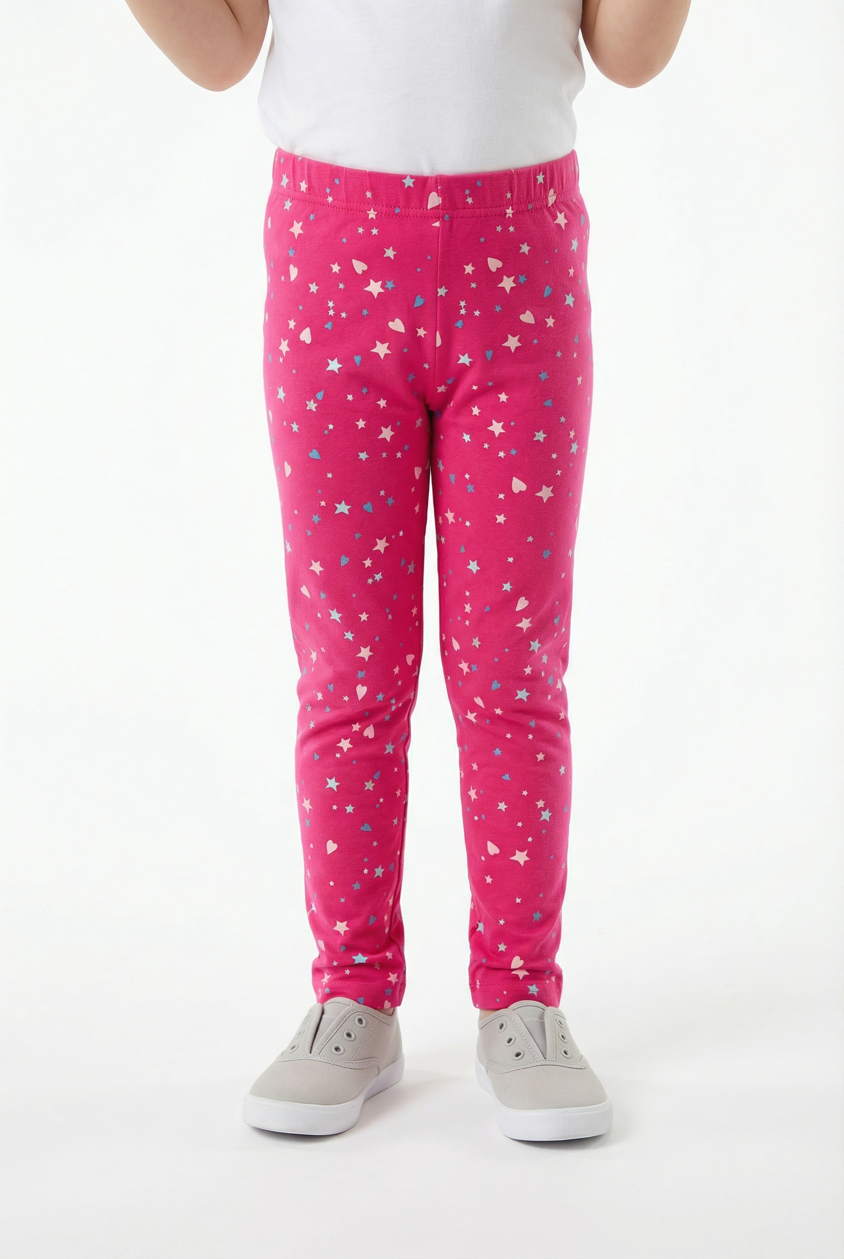 Image of happy girls Sweatleggings im tollen Sternen-Herzen-Alloverprint