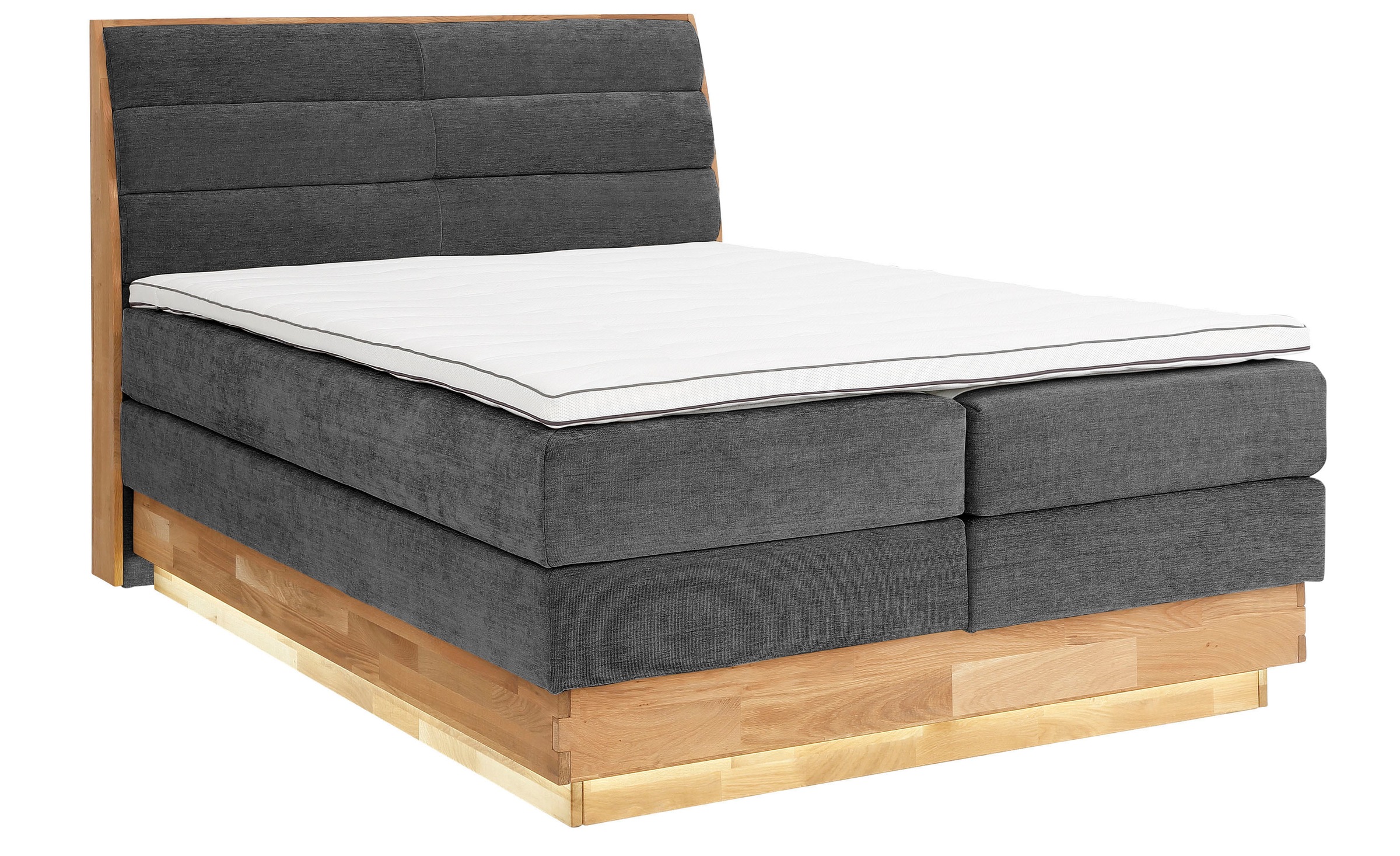 GOODproduct Boxspringbett, LED-Beleuchtung, mit zertifizierten, recycelten Bezugsstoffen