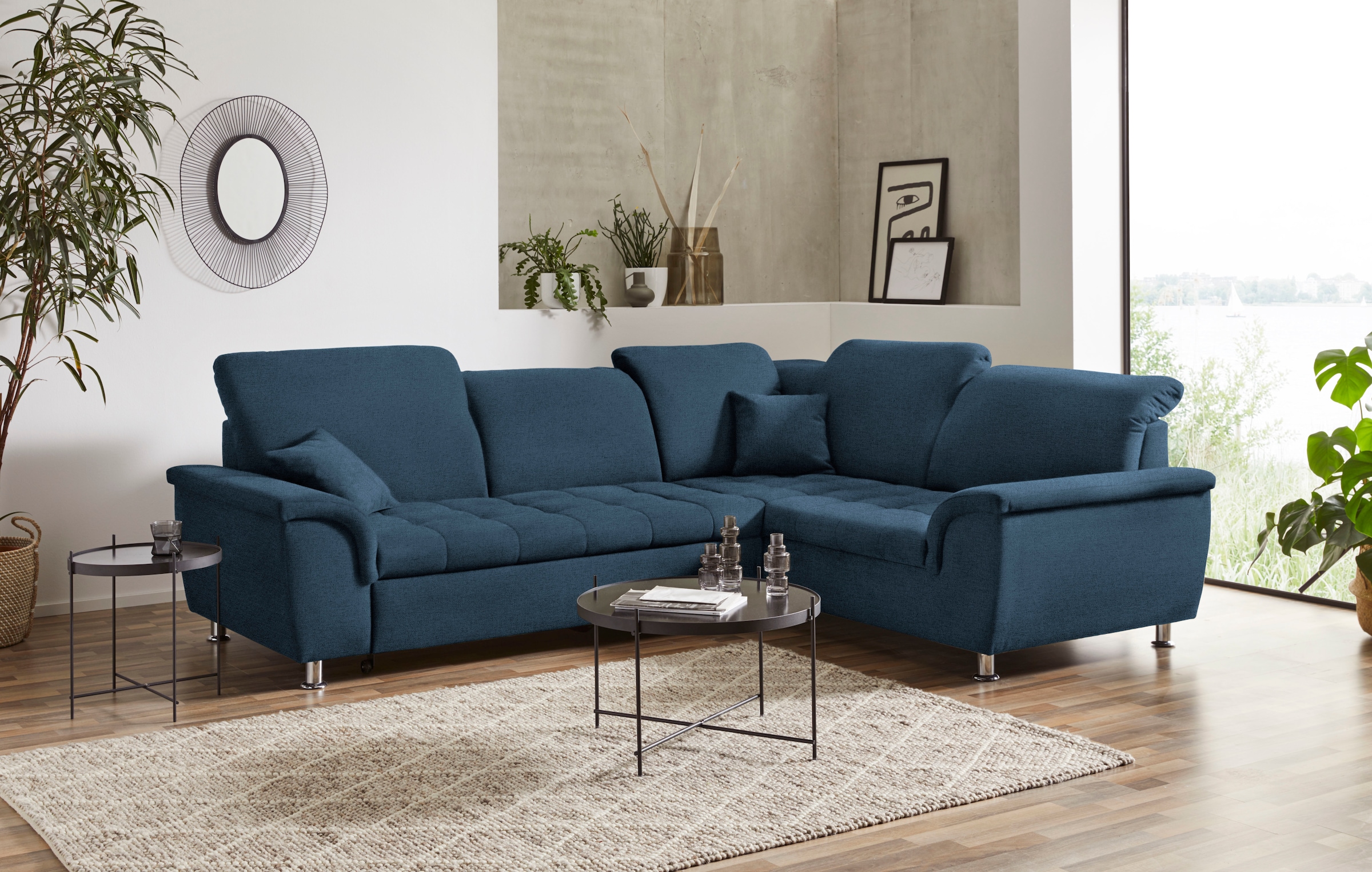 Image of DOMO collection Ecksofa "FRANZI zeitlos und elegant, moderne Sitzheftung, L-Form" wahlweise mit Kopfteilverstellung (dann Breite: 275 cm)