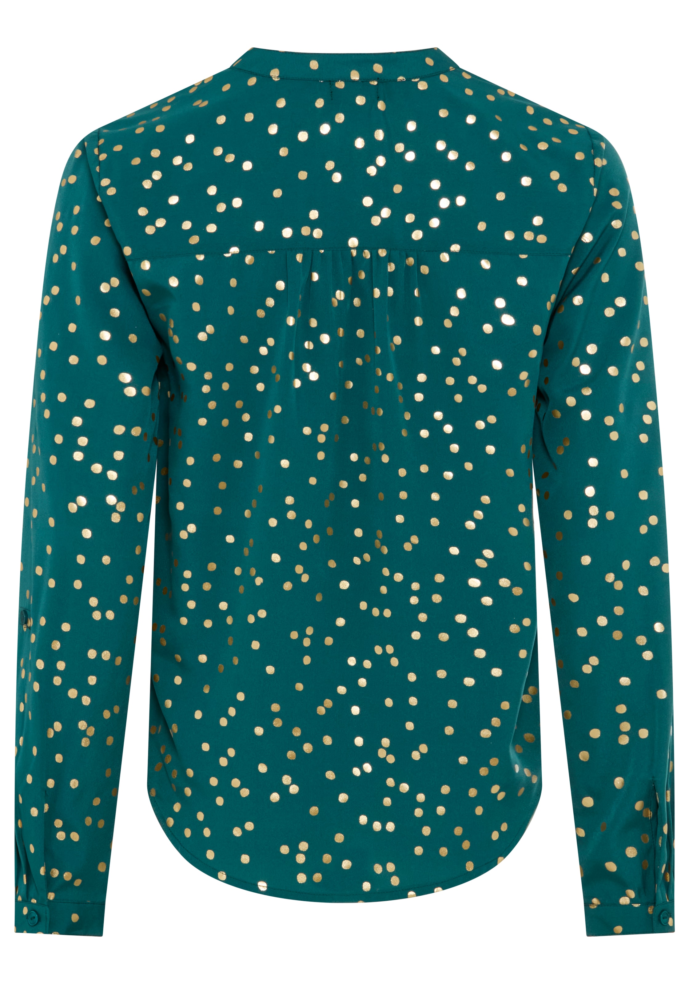 Laura Scott Blouse à manches longues coupe ajustée, en tissu léger tissé, avec col montant