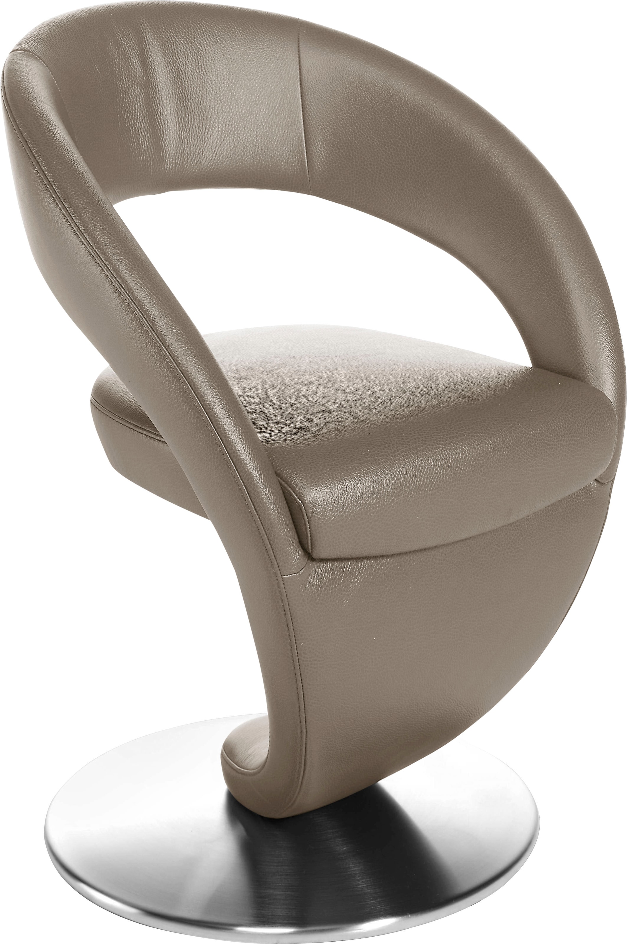 Image of K+W Komfort & Wohnen "Wave, Drehstuhl, Polsterstuhl" () Design-Drehstuhl, Drehteller in Edelstahloptik
