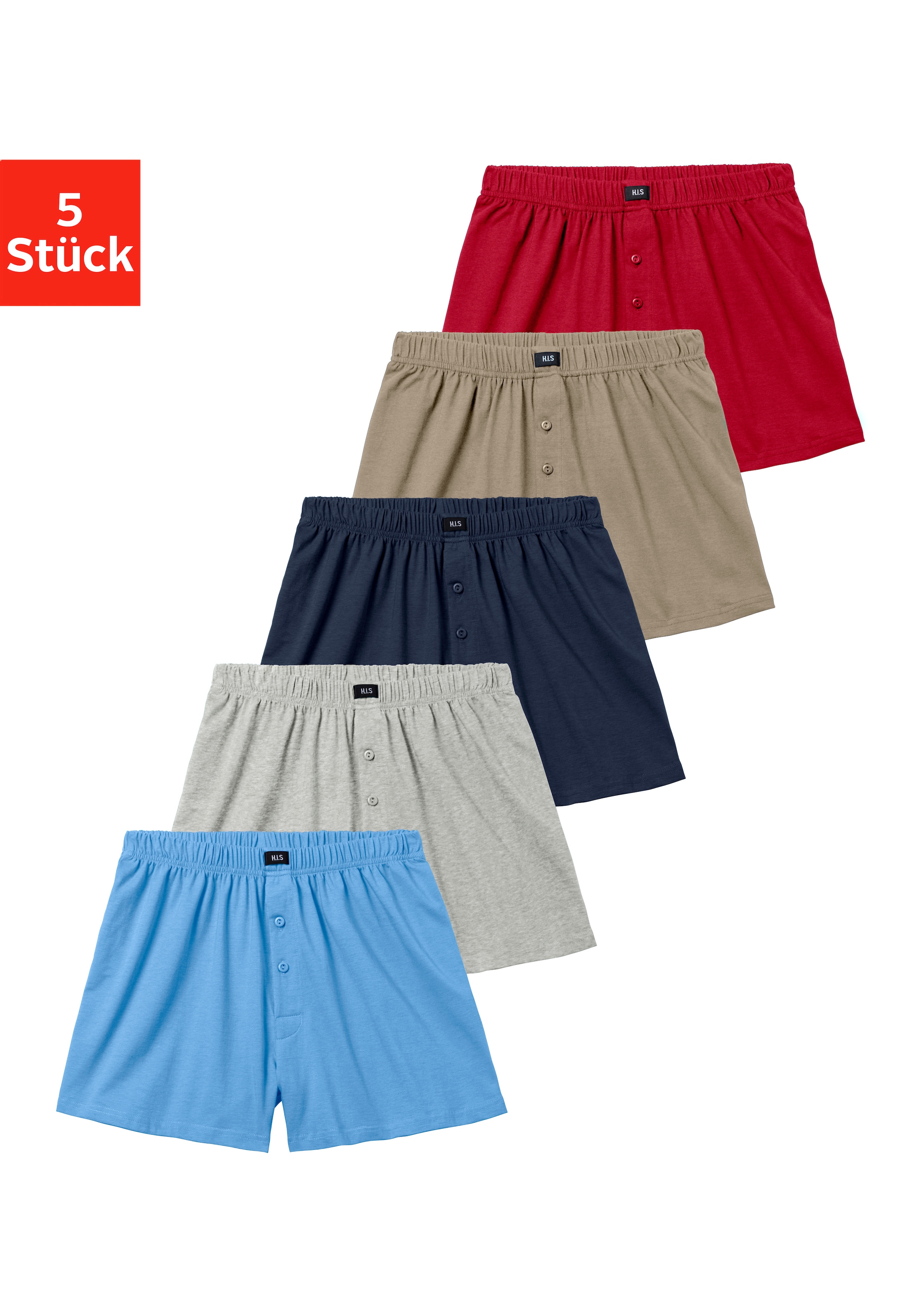 Image of H.I.S Weiter Boxer "Herren Boxer" Packung, 5 Stk. weite Passform, Komfortbund, aus Baumwoll-Stretch