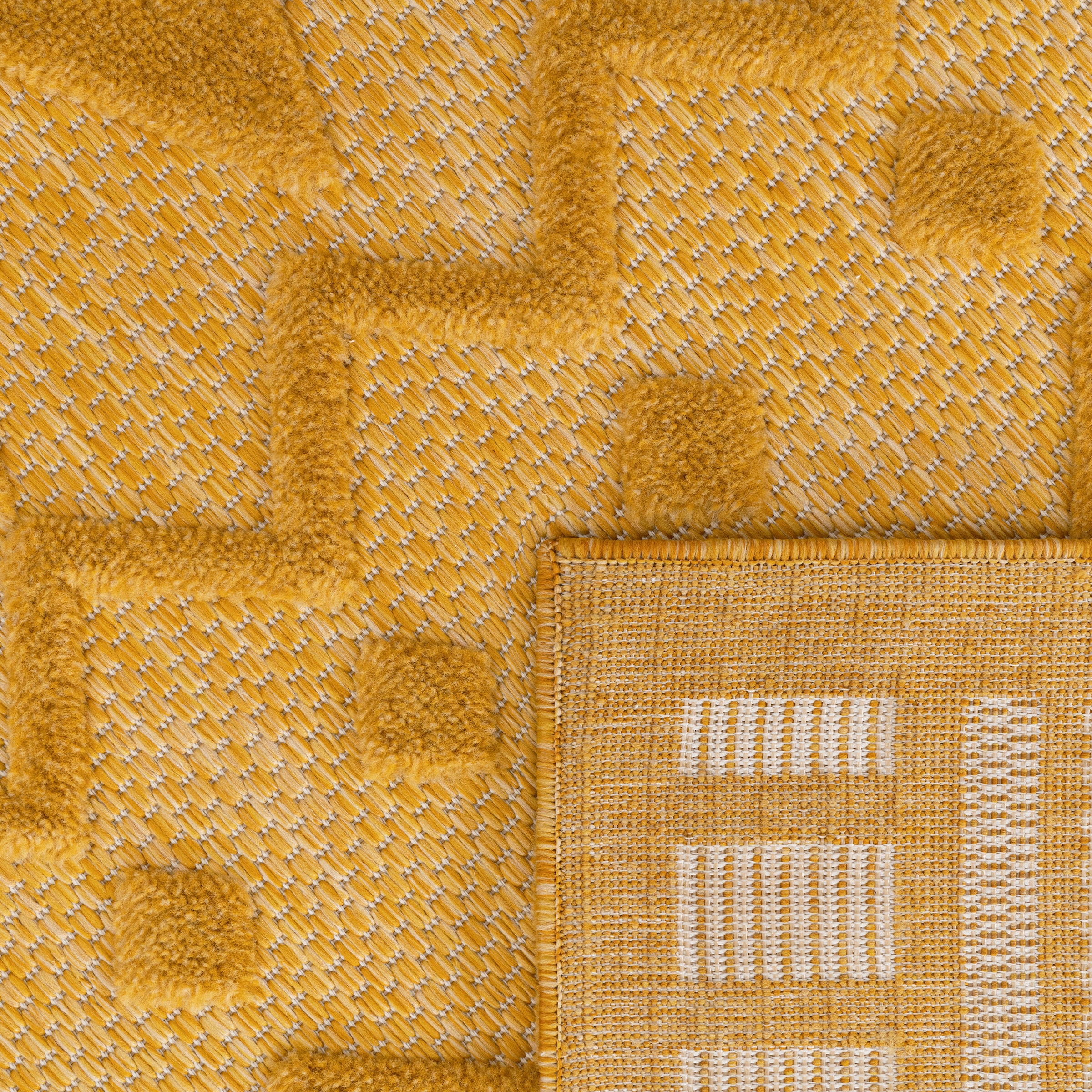 Paco Home Teppich »Livorno 671«, rechteckig, Uni-Farben, Scandi, Rauten Muster, Hoch-Tief Effekt, Outdoor geeignet