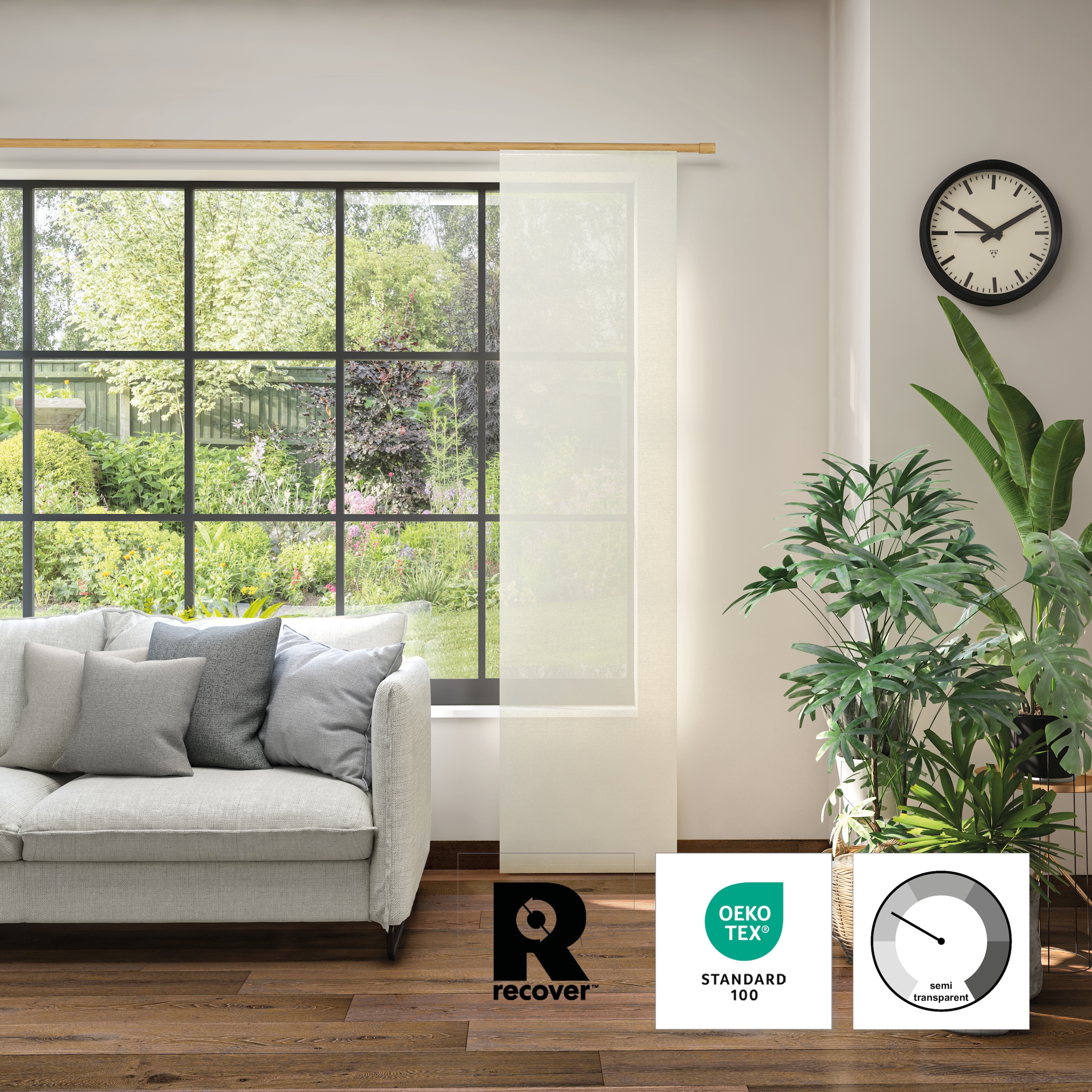 Neutex for you! Rideau coulissant »Alora Eco« Support de panneau 1 cuis tlg.