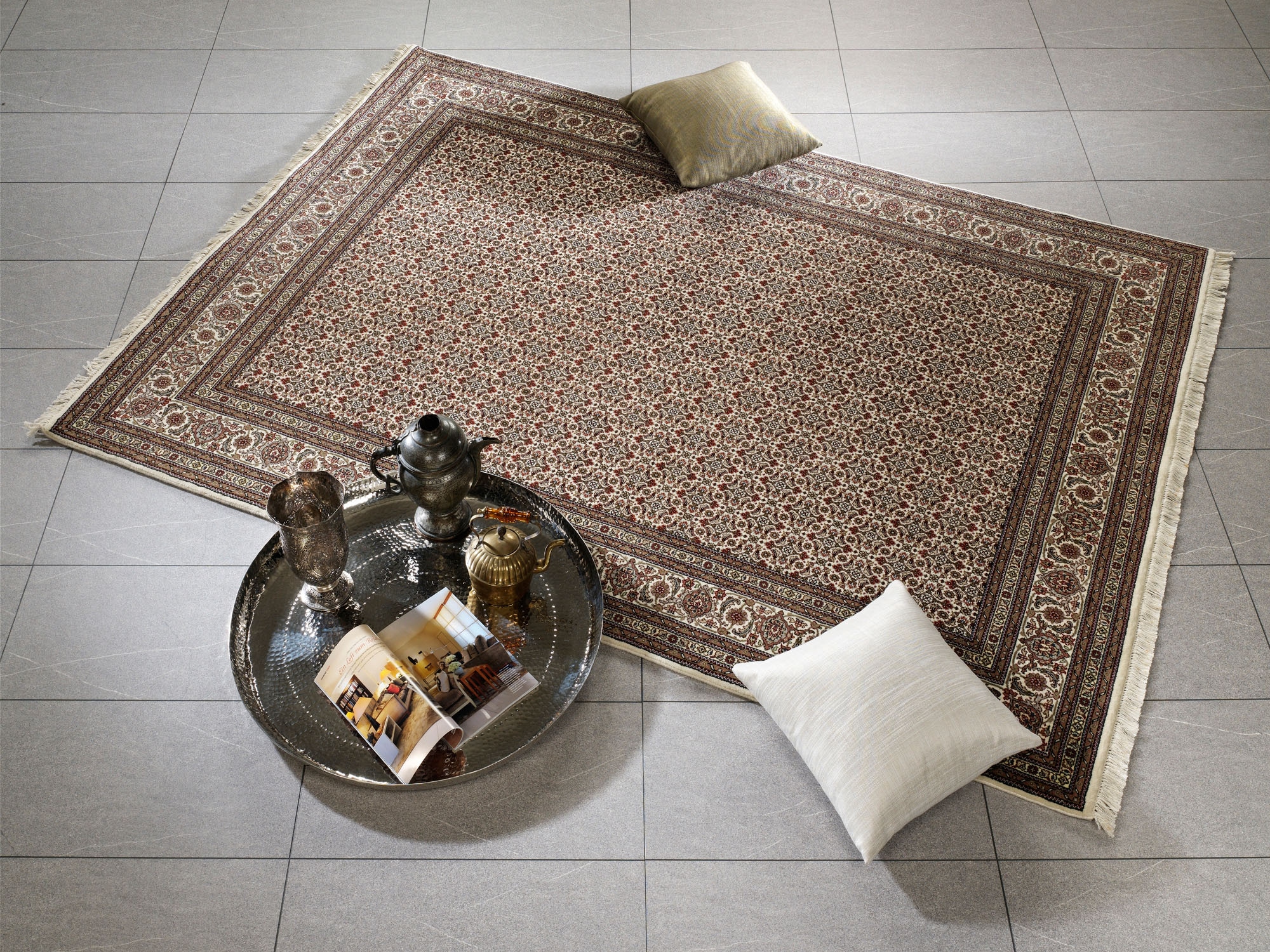 OCI DIE TEPPICHMARKE Orientteppich »Cavari Herati«, rechteckig, 4 mm Höhe, handgeknüpft, mit Fransen, Wohnzimmer, Schlafzimmer