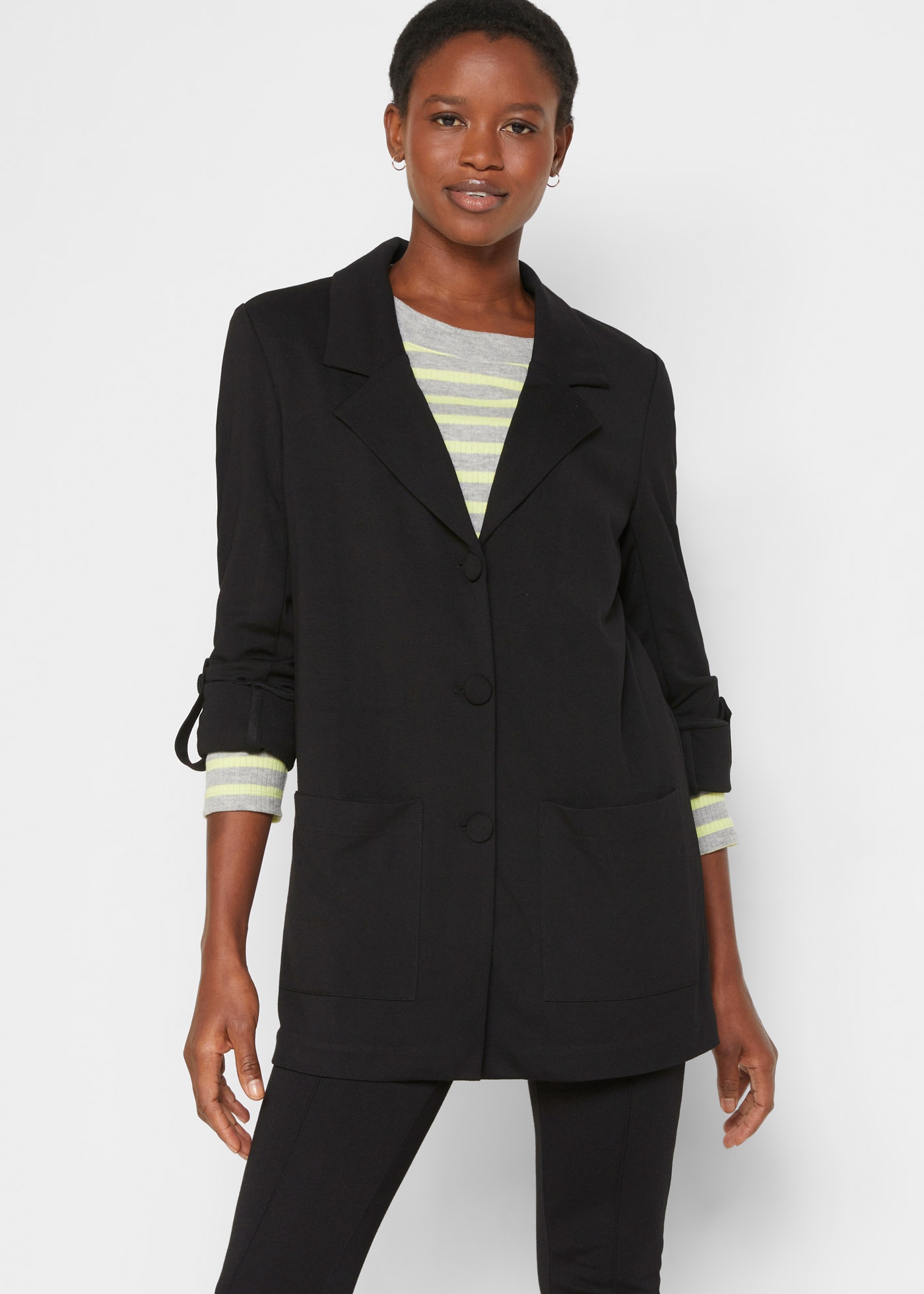 Image of bonprix Sweatblazer 1 mit langem Arm, mit Reverskragen, Oversize Passform, aus Viskose