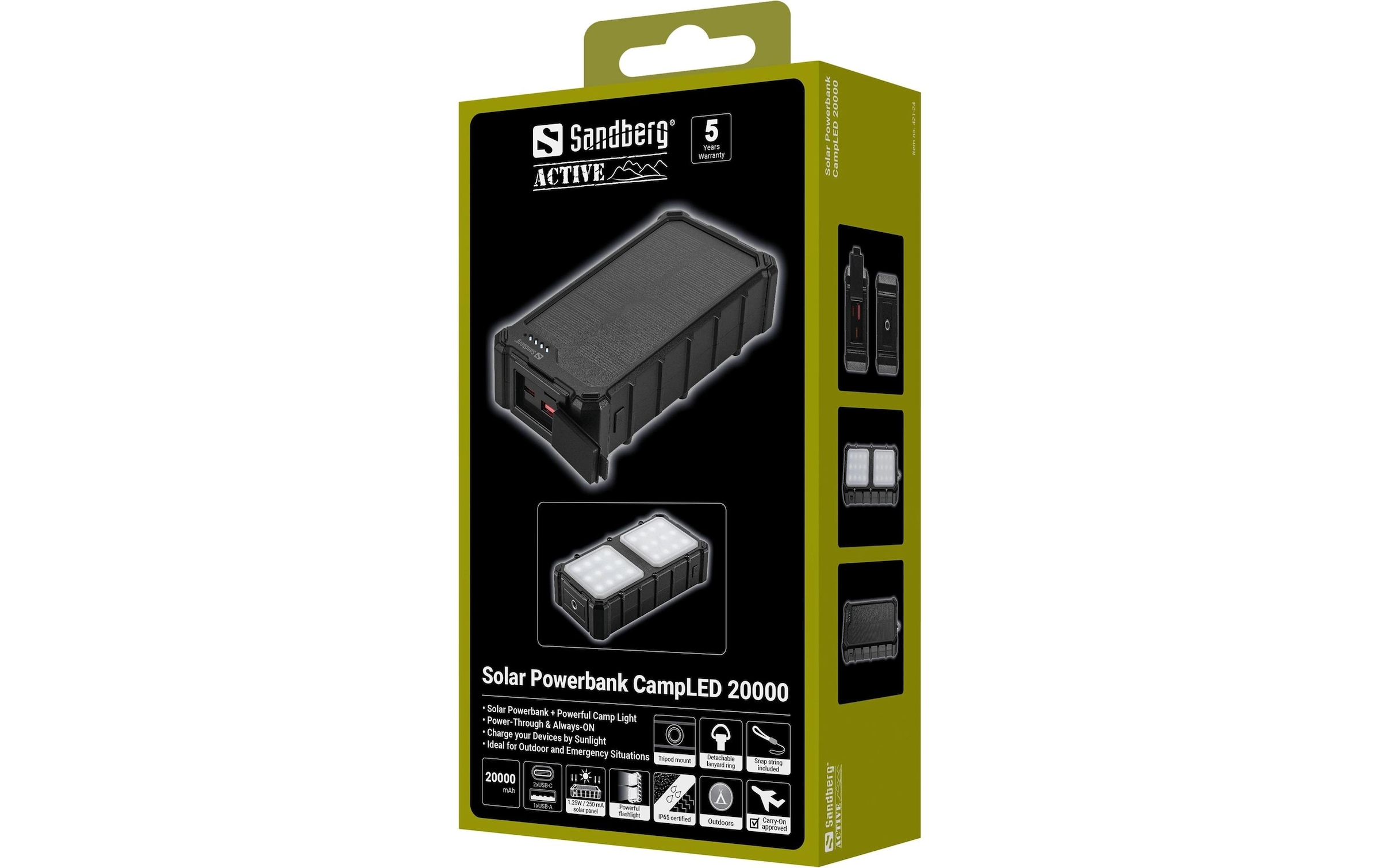 Sandberg Powerbank »Solar CampLED 20000 mAh« Solarpanel