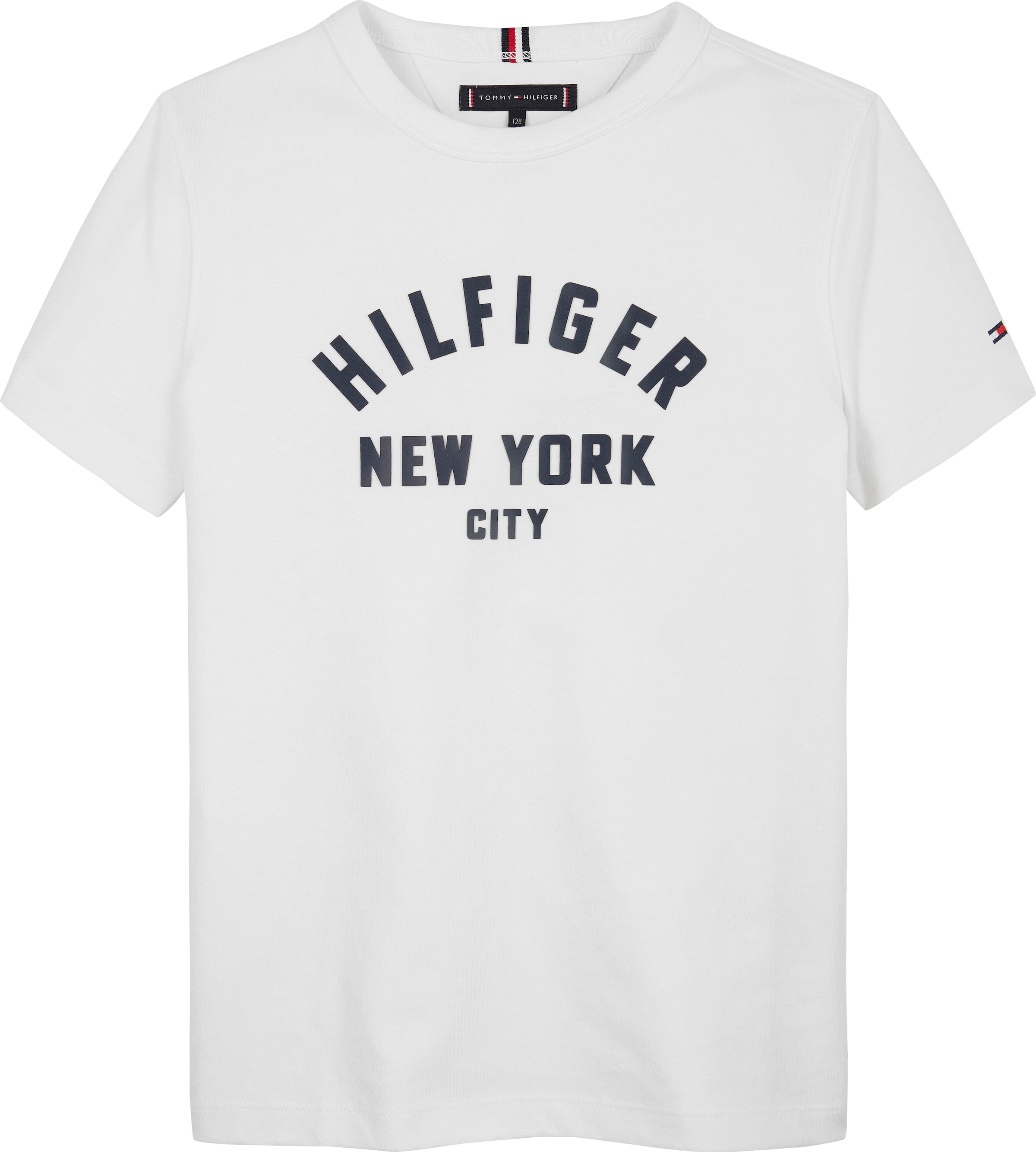 Tommy Hilfiger T-Shirt »CURVED HILFIGER GRAPHIC TEE SS«, für Kinder bis 16 Jahre, grosser Logo-Print