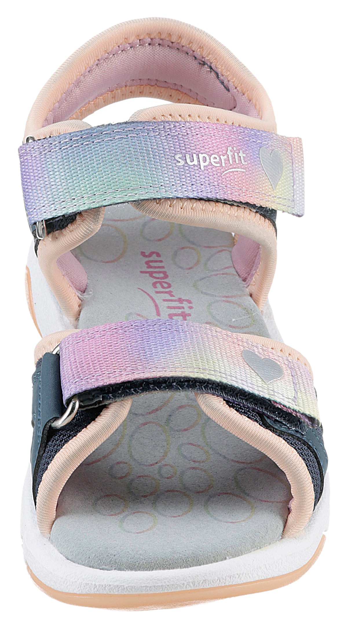 Superfit Sandale »PEBBLES WMS: mittel«, Sandalette mit süssem Glitzerverschluss, Grössenschablone zum Download
