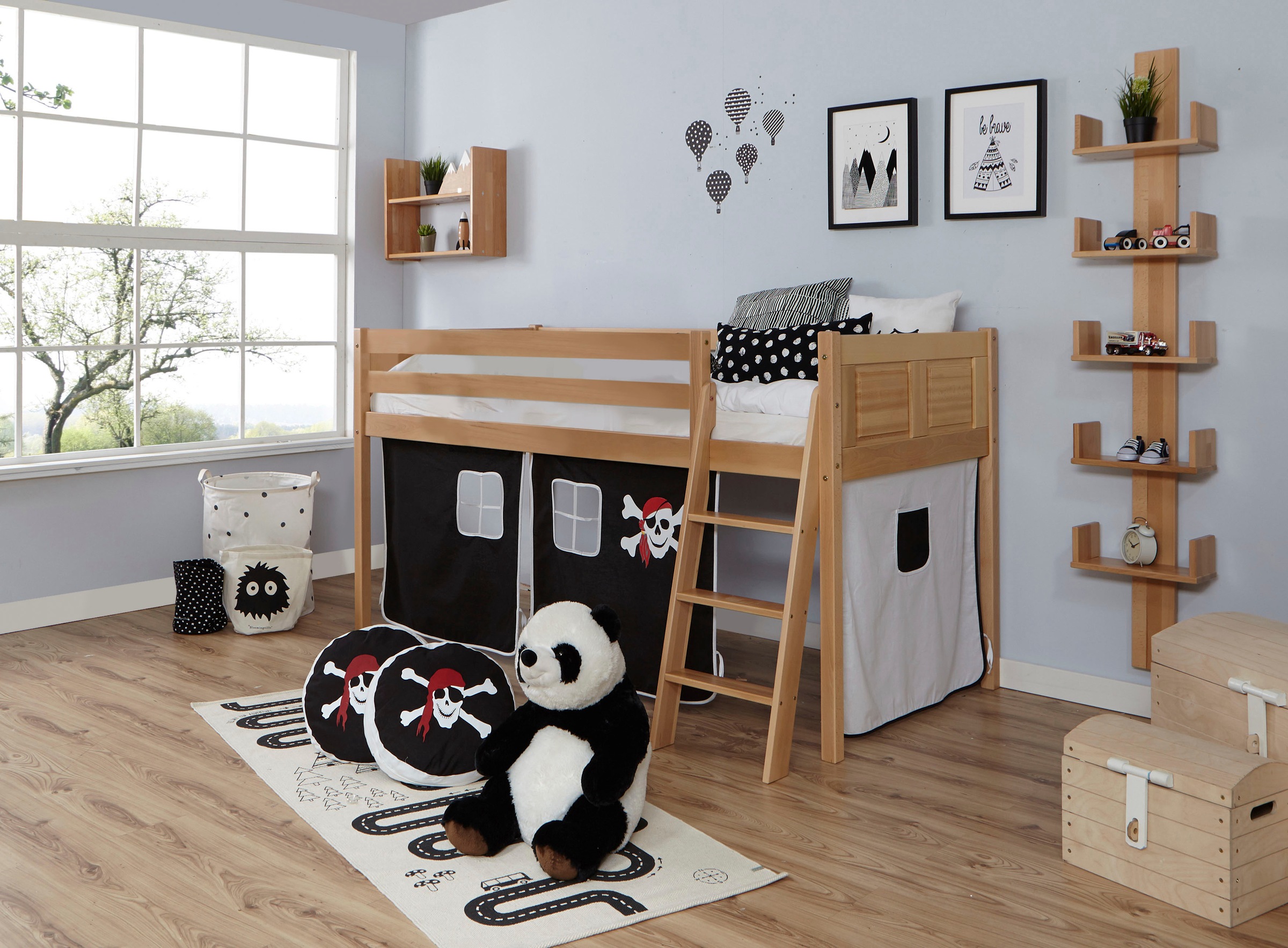 Image of Ticaa Hochbett »Eric«, mit Rollrost und Textil-Set wahlweise mit Matratze, Buche bei Ackermann Versand Schweiz