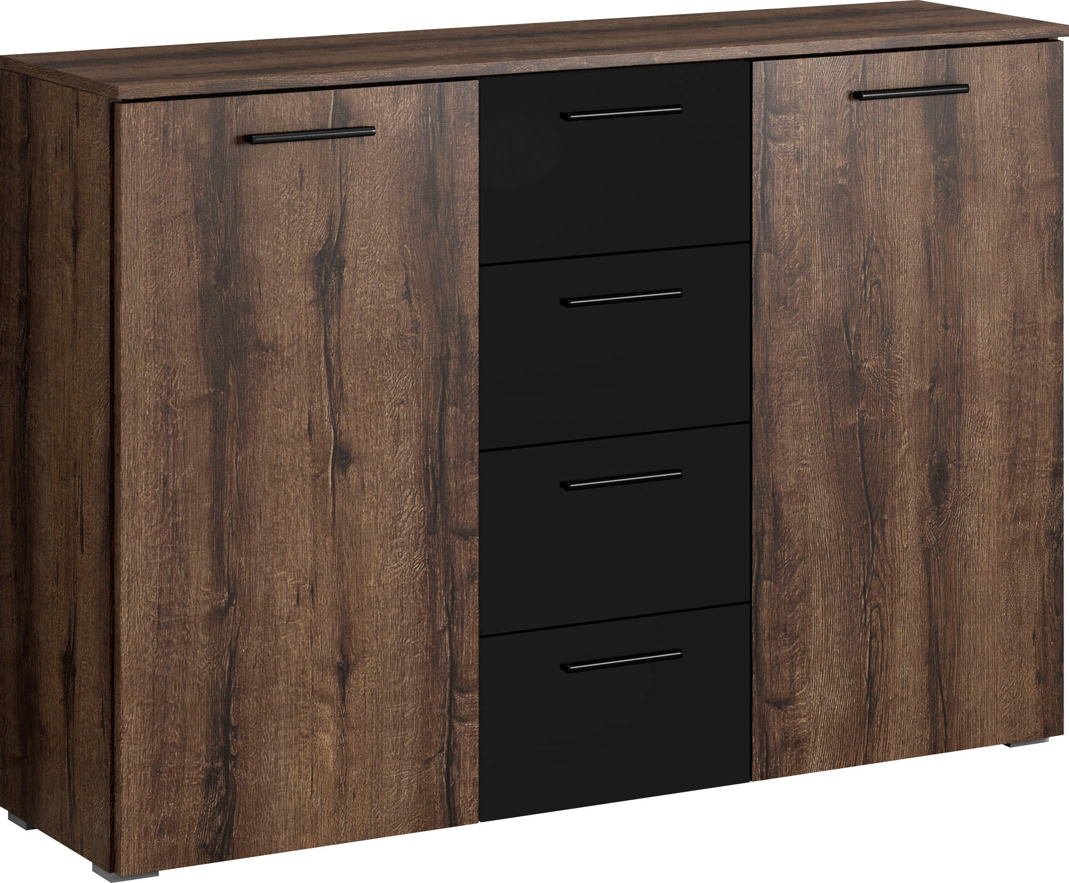Image of Home affaire Kombikommode "Beta Breite 132 cm, zeitlose Schubladenkommode, Anrichte" Sideboard, viel Stauraum, 2-türig 4 Schubladen, 132x38x93cm