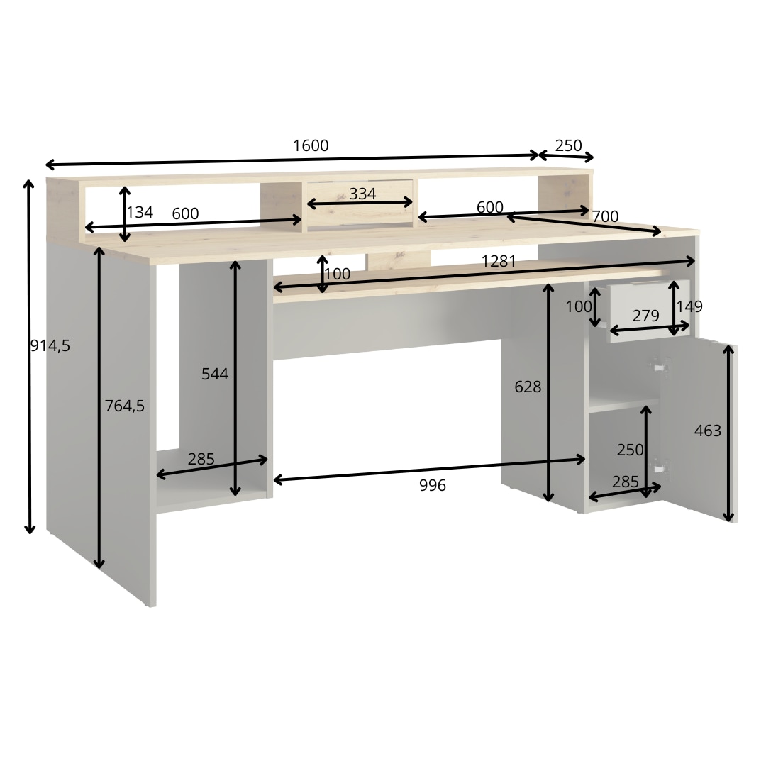 GOODproduct Bureau »Peooria Computertisch mit Monitoraufsatz & Towerfach, viel Stauraum« bureau, bureau gaming avec tiroir, moderne, largeur 160 cm