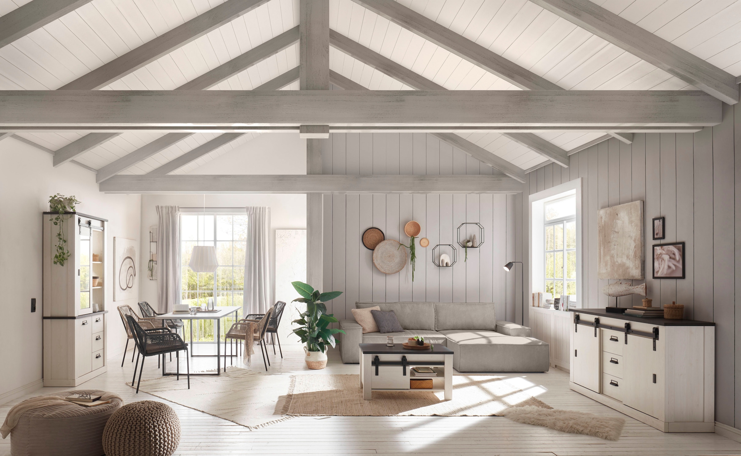 Home affaire Canapé d'angle »SHERWOOD Schlafsofa 267 cm, L-Form,« Schlaffunktion mit Bettkasten (210x136 cm), Cord, Vintage, Samtvelours