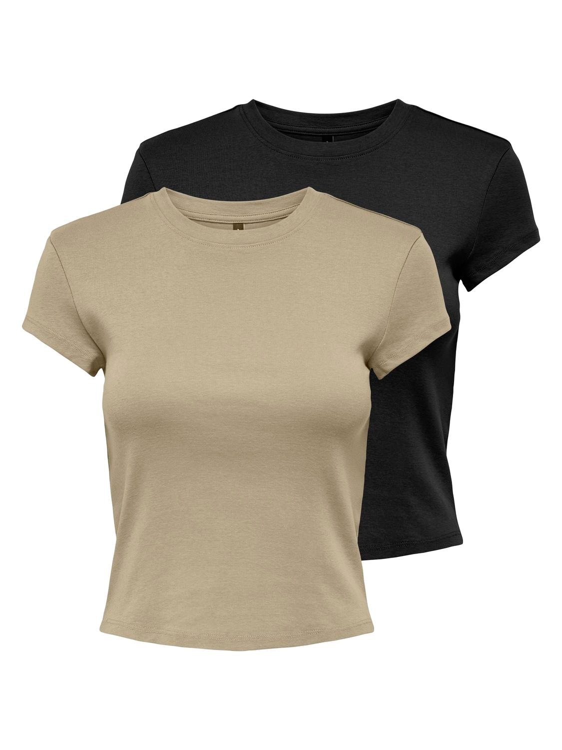 T-Shirt »ONLELINA S/S O-NECK SHORT TOP 2PACK JRS«