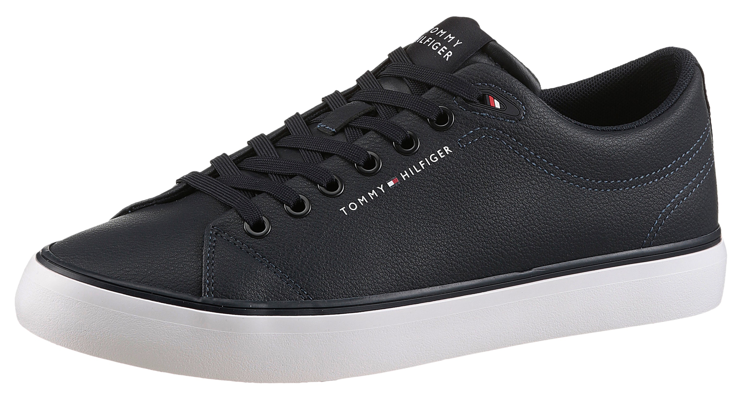 Image of Tommy Hilfiger Sneaker "TH HI VULC CORE LOW LTH II ESS", Freizeitschuh, Halbschuh, Schnürer in schmaler Form