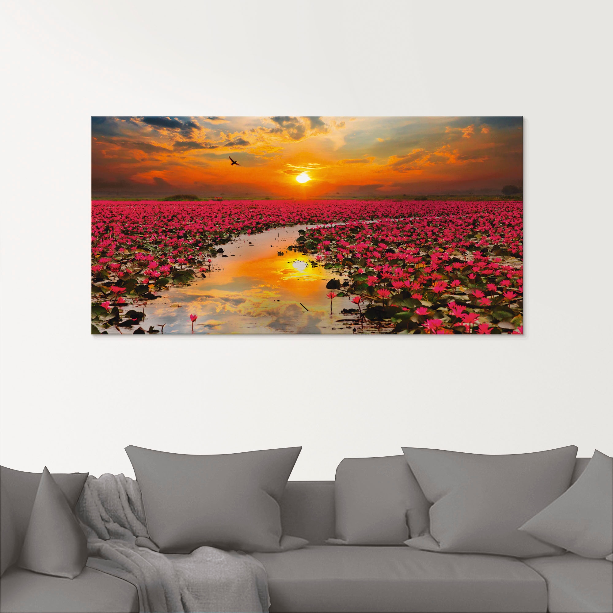 Artland Glasbild »Sonnenschein blühende Lotusblume«, Blumen, (1 St.), in verschiedenen Grössen