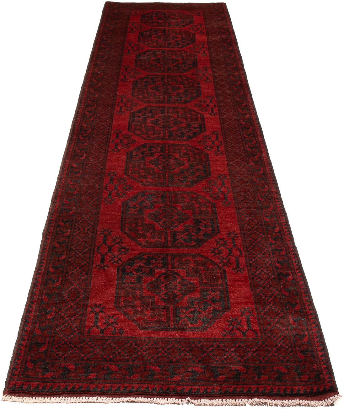 Image of morgenland Orientteppich »Afghan - Filpa - 383 x 81 cm - dunkelrot«, rechteckig, 10 mm Höhe, Wohnzimmer, Handgeknüpft, Einzelstück mit Zertifikat bei Ackermann Versand Schweiz