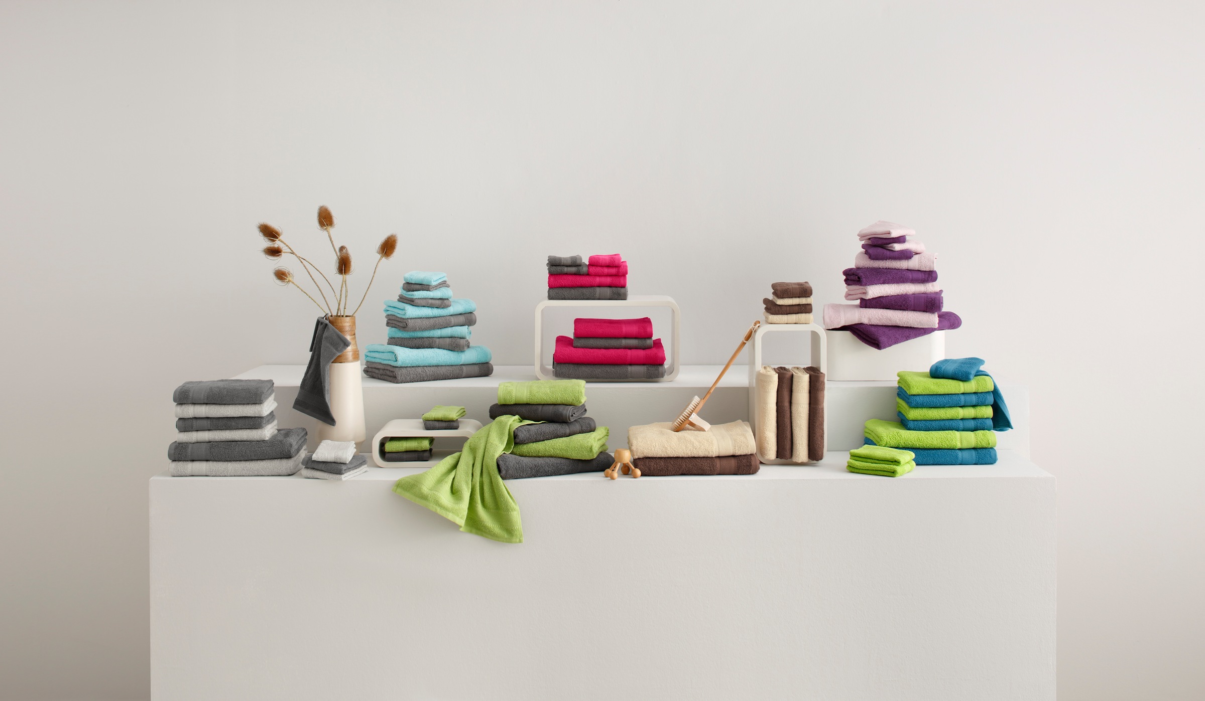OTTO home Handtuch Set "Afri, Duschtücher, Handtücher, Gästetücher, Seiftücher" Set Walkfrottee zweifarbig, 100% Baumwolle, weich, mit Bordüre