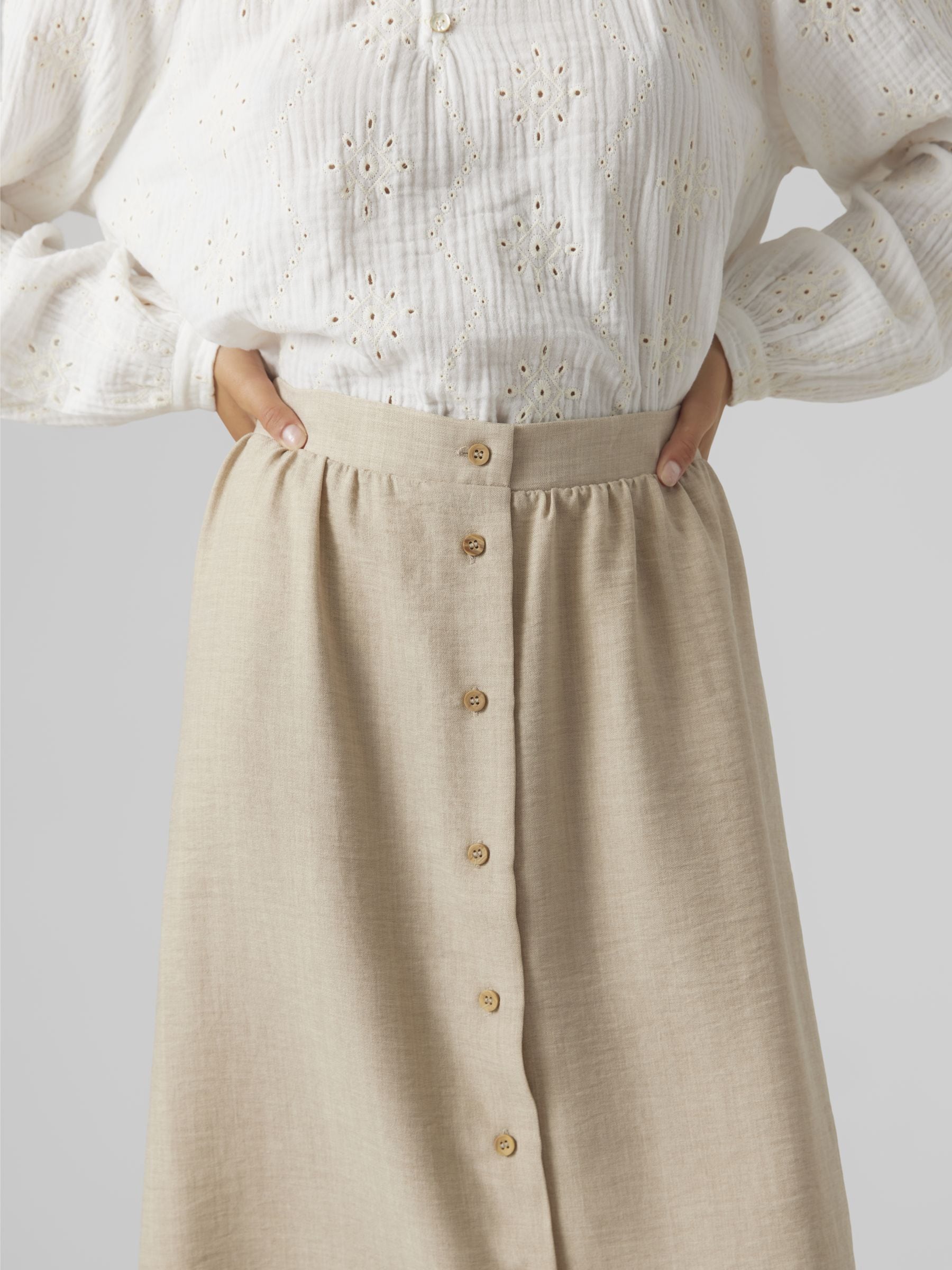 Vero Moda Maxirock »VMMELANEY HW BUTTON CALF SKIRT WVN NOOS«