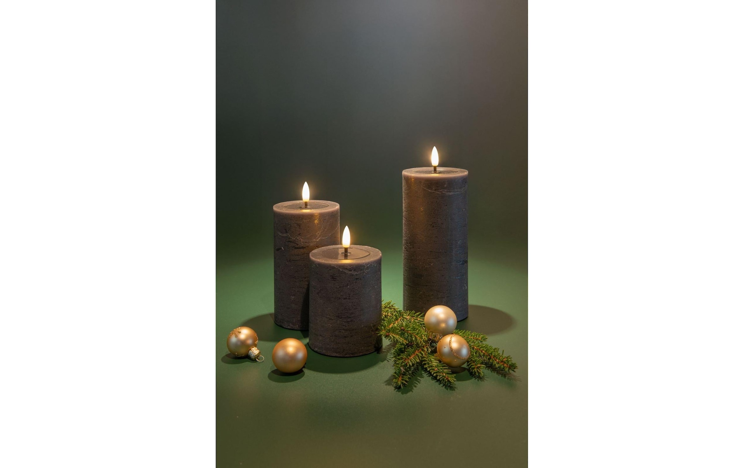 STT LED-Kerze »Flat Candle Set Wachs, Anthrazit«