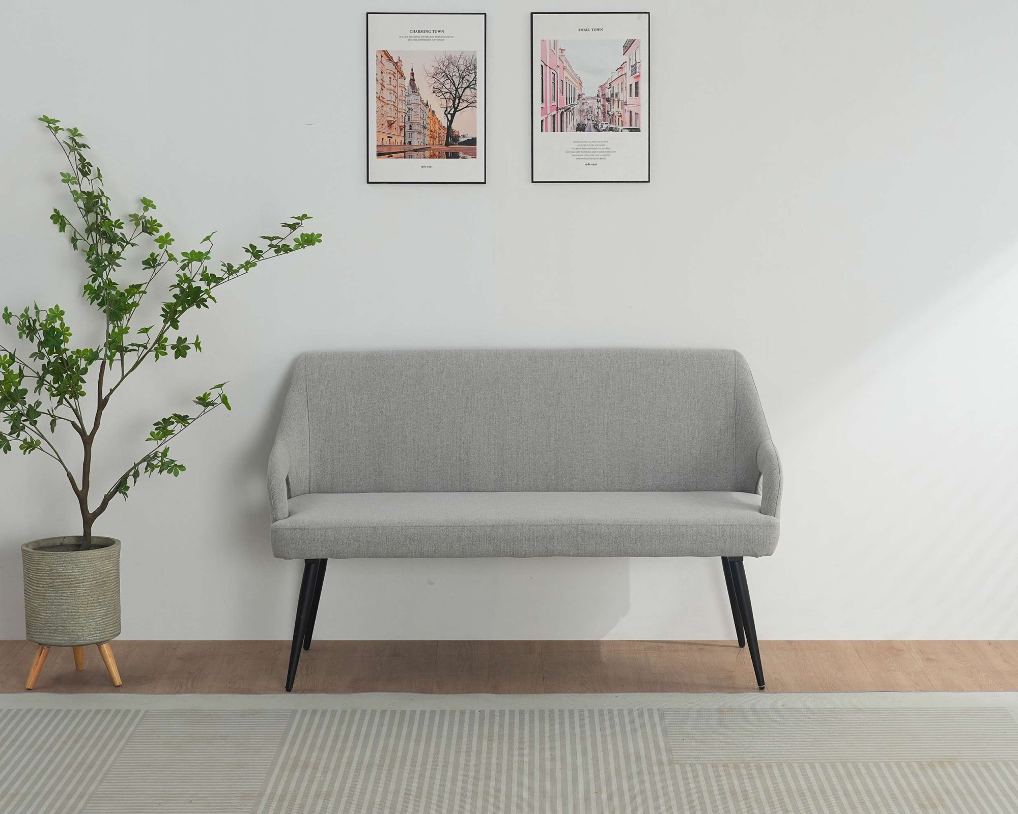 Image of GOODproduct Essbank "Darragh" schwarze Metallbeine, pflegeleichter Webstoff Bezug, Breite 140 cm