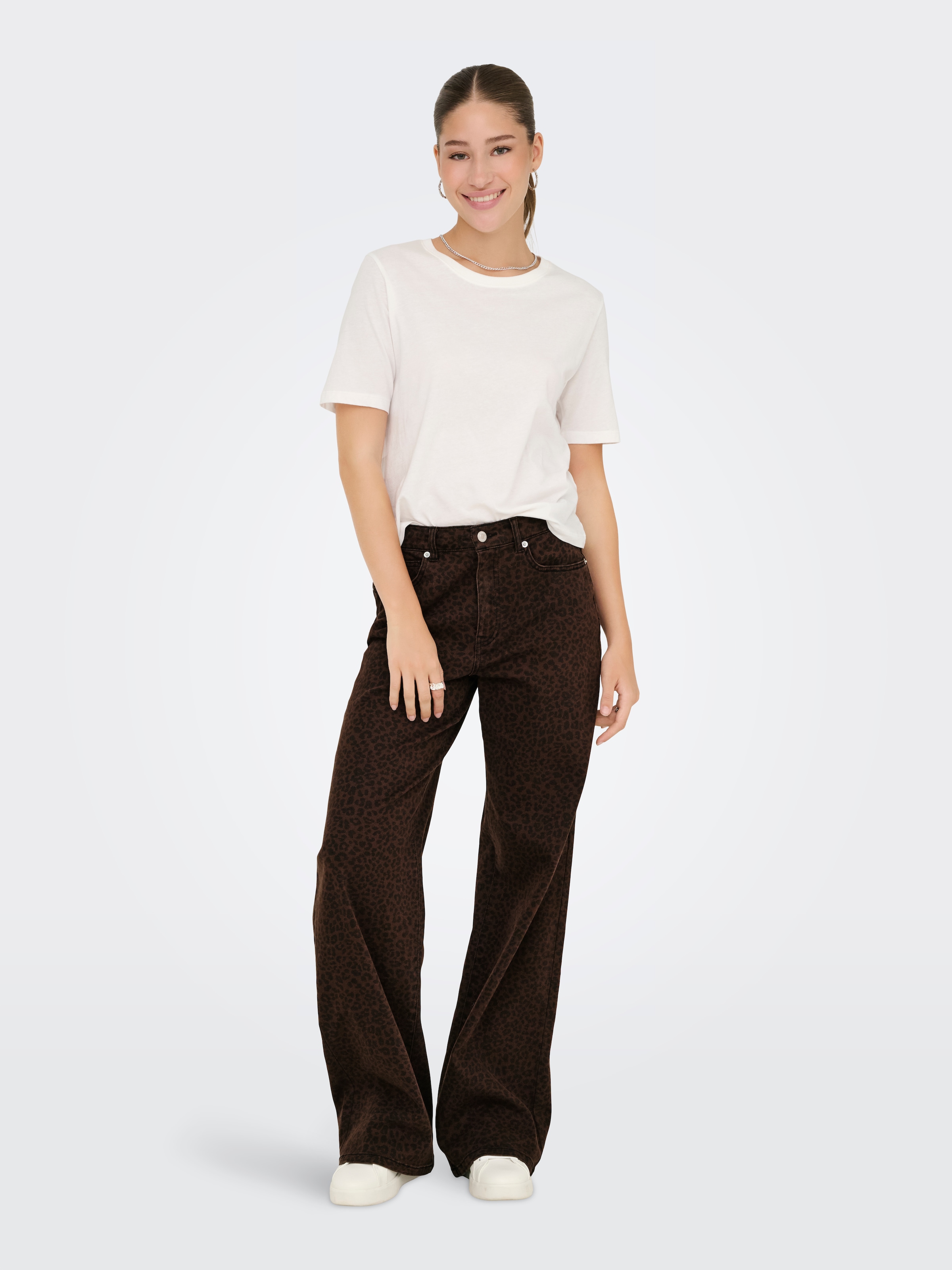 ONLY Jeans taille haute »ONLMADISON HW WIDE ANIMAL PANT CC PNT« mélange de coton