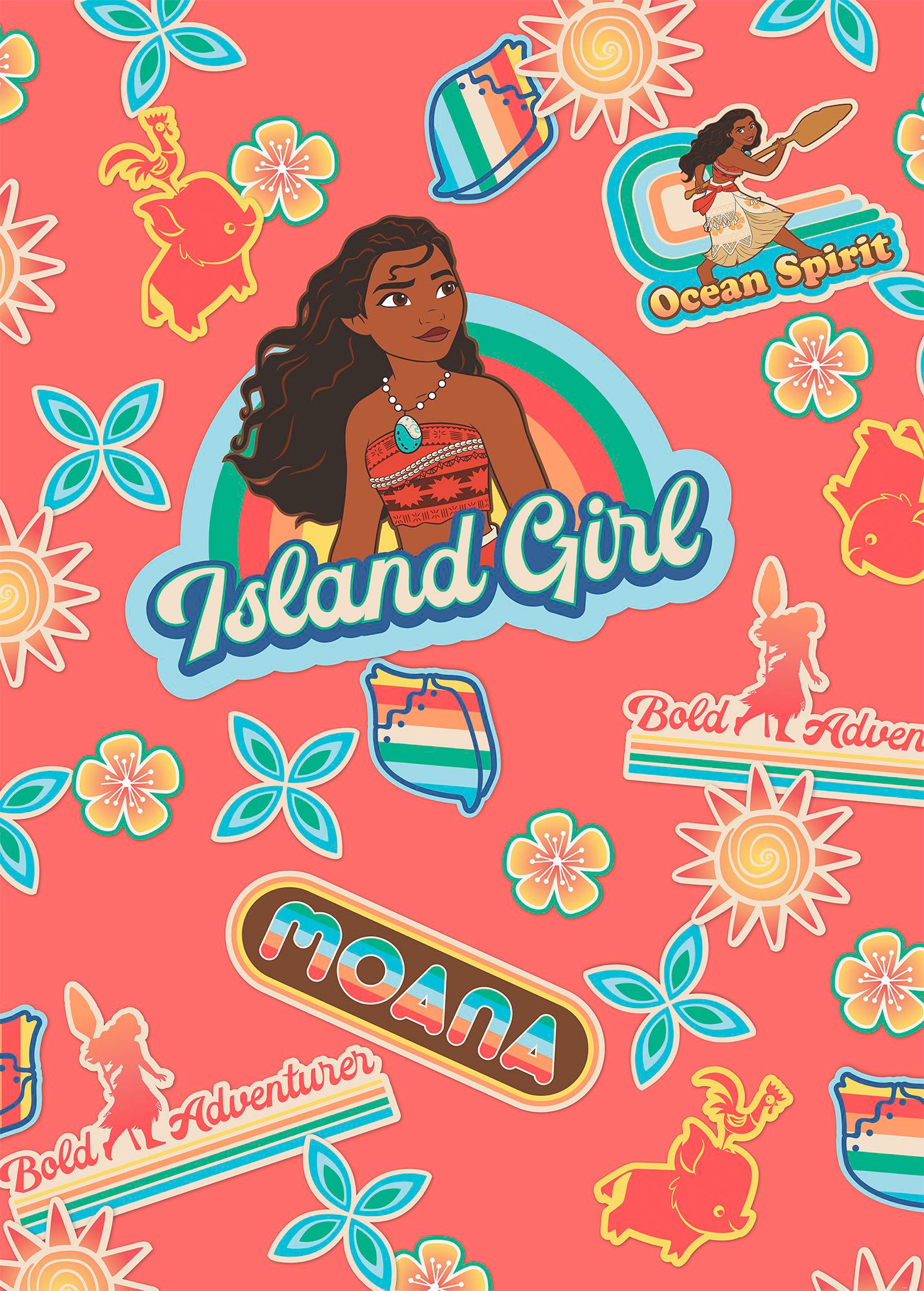 Komar Vliestapete »Digitaldruck Vlies - Moana Island Girl - Grösse 200 x 280 cm« bedruckt glatt Kinderzimmer