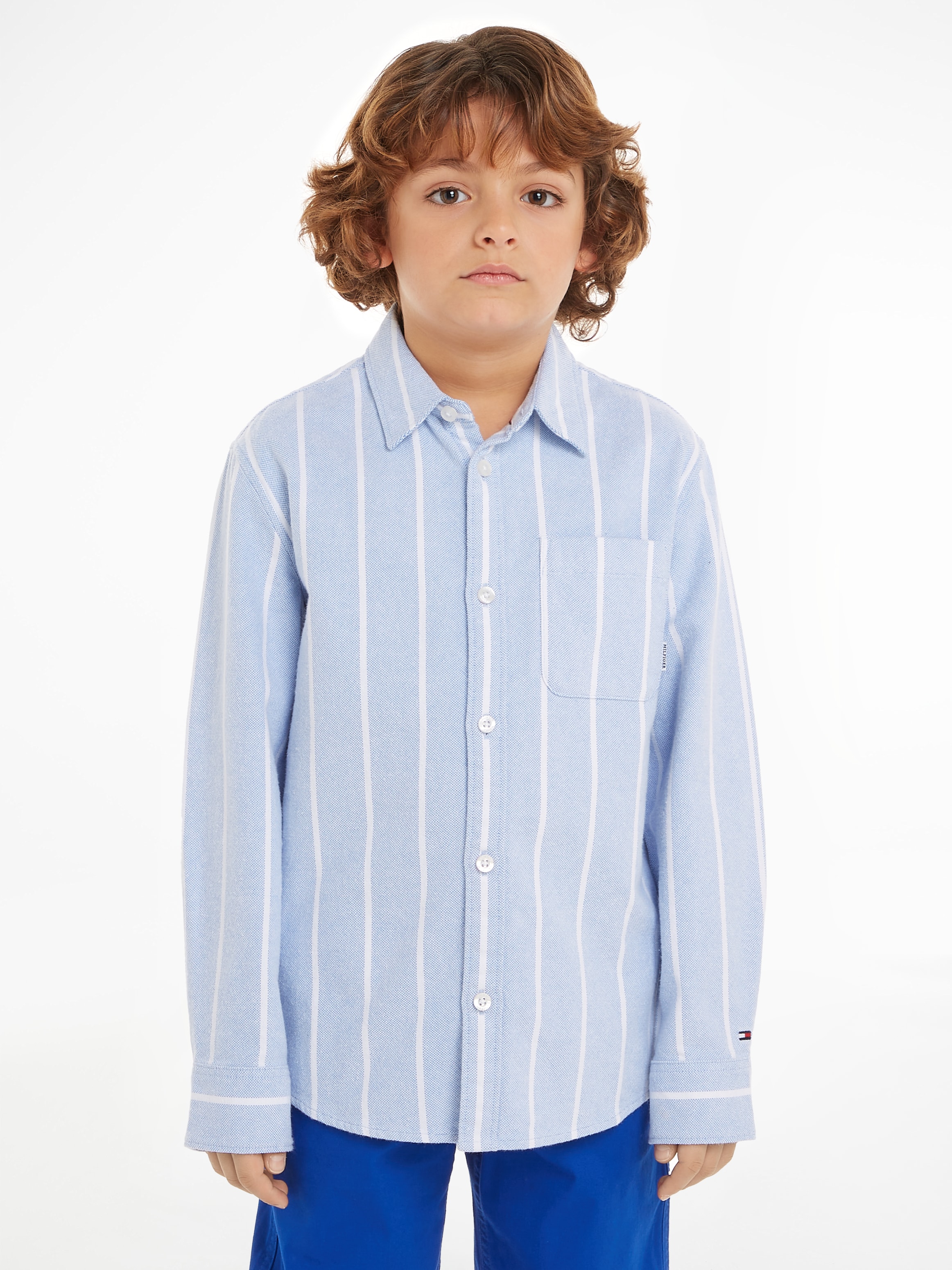 Langarmhemd »MONOTYPE STRIPES SHIRT LS«, Kinder bis 16 Jahre mit Logoprägung