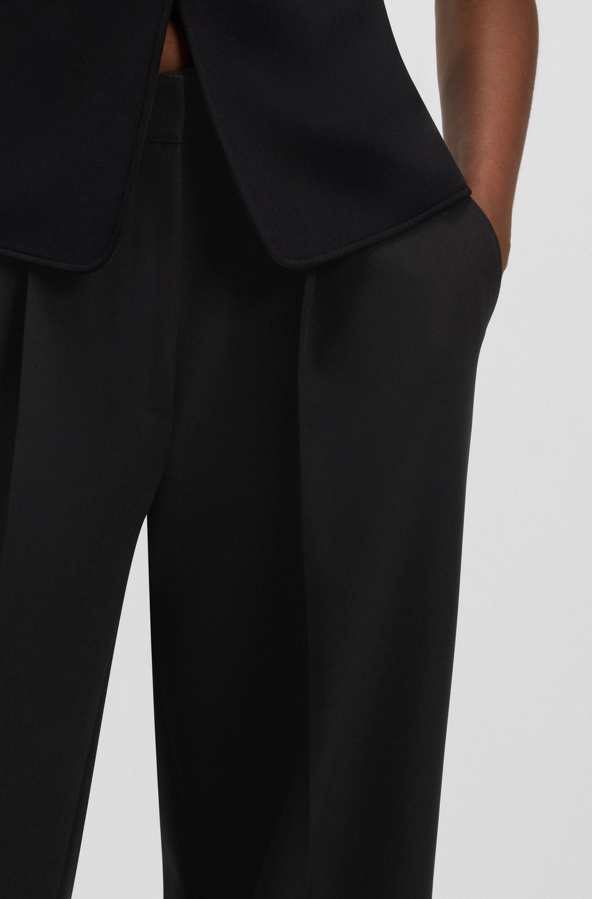 BOSS ORANGE Anzughose »Tiwi Premium Damenmode«  Wide Leg mit Bügelfalte