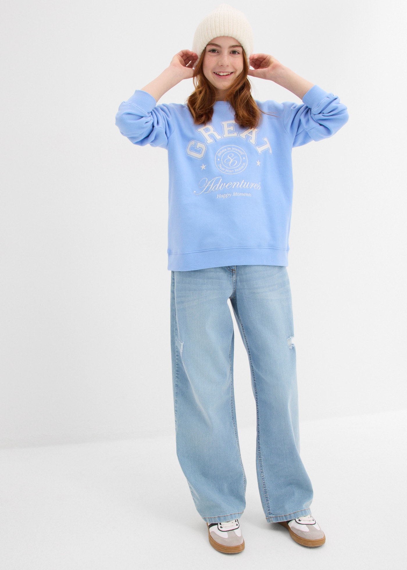 bonprix Sweatshirt , mit Statement-Druck, aus Baumwolle, Regular Fit
