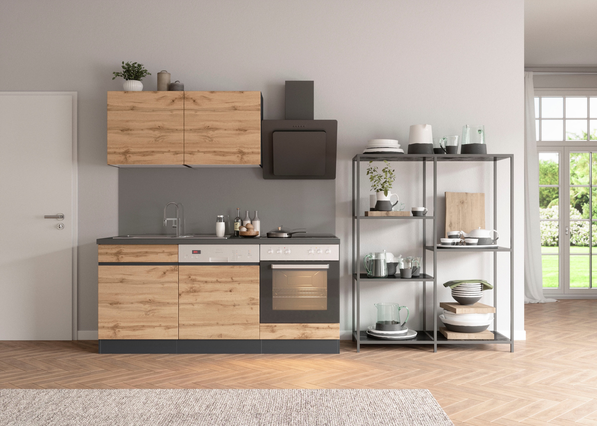 KOCHSTATION Kitchenette »KS-Riesa« largeur d’installation 180 cm, avec ou sans appareils électriques au choix