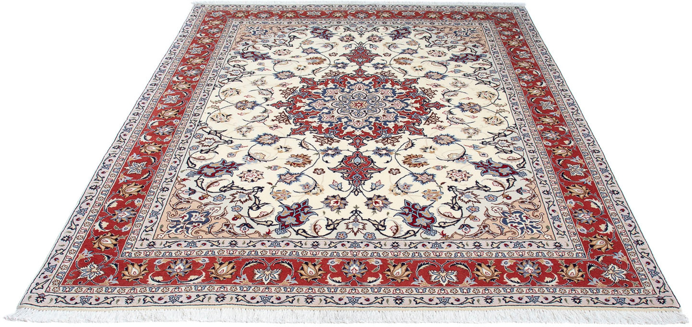 Image of morgenland Orientteppich »Perser - Täbriz - Royal - 200 x 156 cm - beige«, rechteckig, 7 mm Höhe, Wohnzimmer, Handgeknüpft, Einzelstück mit Zertifikat bei Ackermann Versand Schweiz
