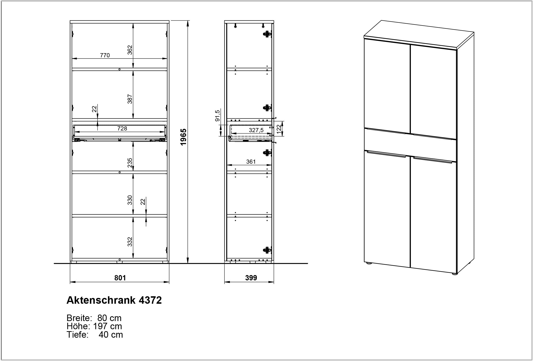 GERMANIA Aktenschrank »Mailand«, optional mit Schublade, Türdämpfer, Breite 80 cm, Made in Germany