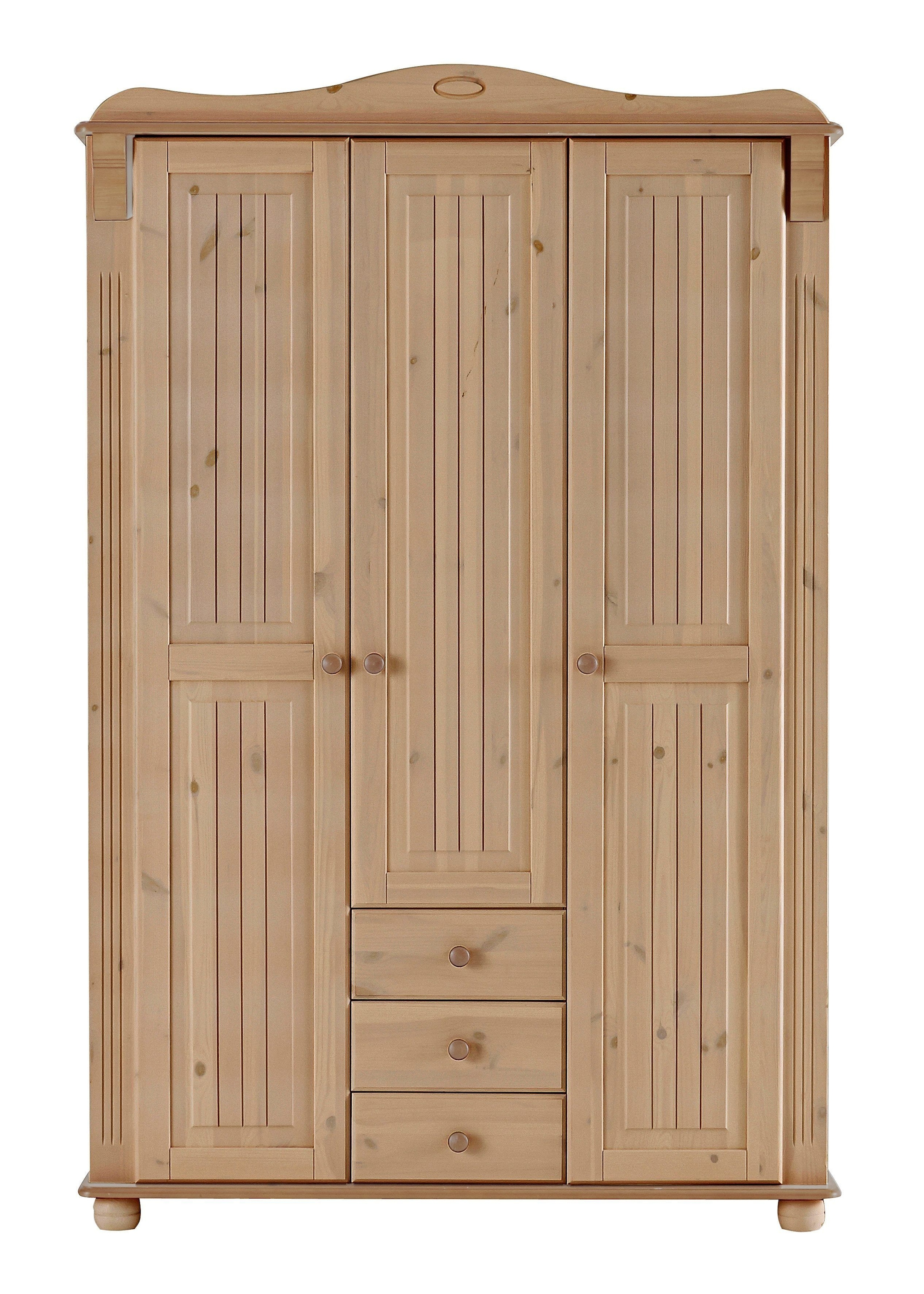 Home affaire Kleiderschrank »Adele«, (4 Breiten: 92/130/169/207 H/T ca. 191/54 cm), aus massiver Kiefer,Spiegel beim 4-und 5-trg.Schrank, Innenausstattung