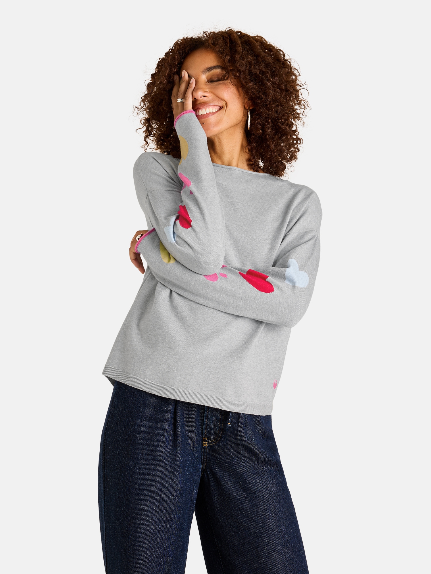 Image of Lieblingsstück Rundhalspullover "LariL" mit Rollkante, Materialmix mit Viskose