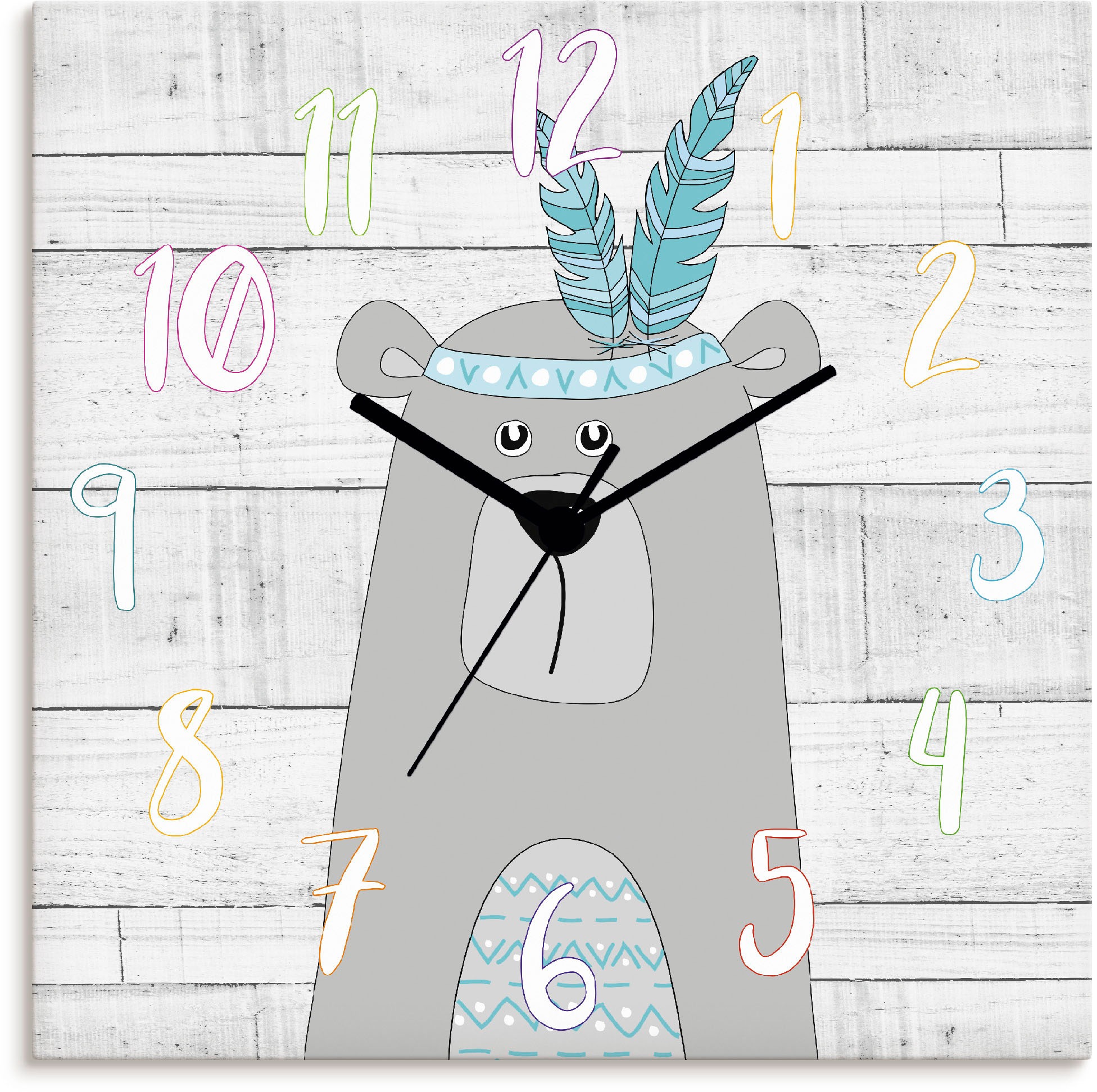 Image of Artland Wanduhr »Bär«, lautlos, ohne Tickgeräusche, nicht tickend, geräuschlos - wählbar: Funkuhr o. Quarzuhr, moderne Uhr für Wohnzimmer, Küche etc. - Stil: modern bei Ackermann Versand Schweiz