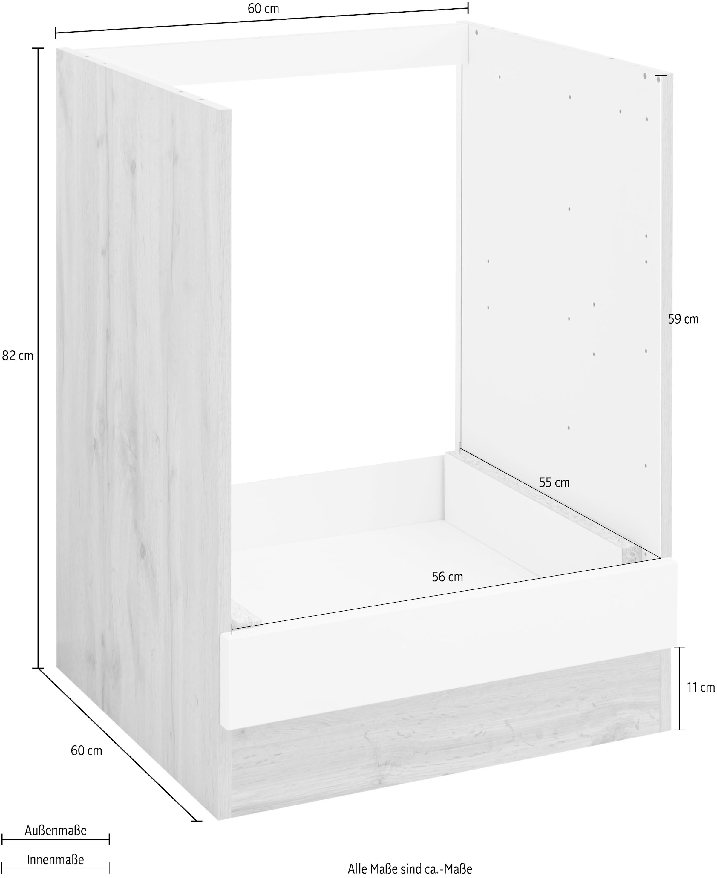 KOCHSTATION Herdumbauschrank »KS-Bruneck« Herdumbauschrank >>Bruneck<< 60 cm breit, hochwertige MDF-Fronten